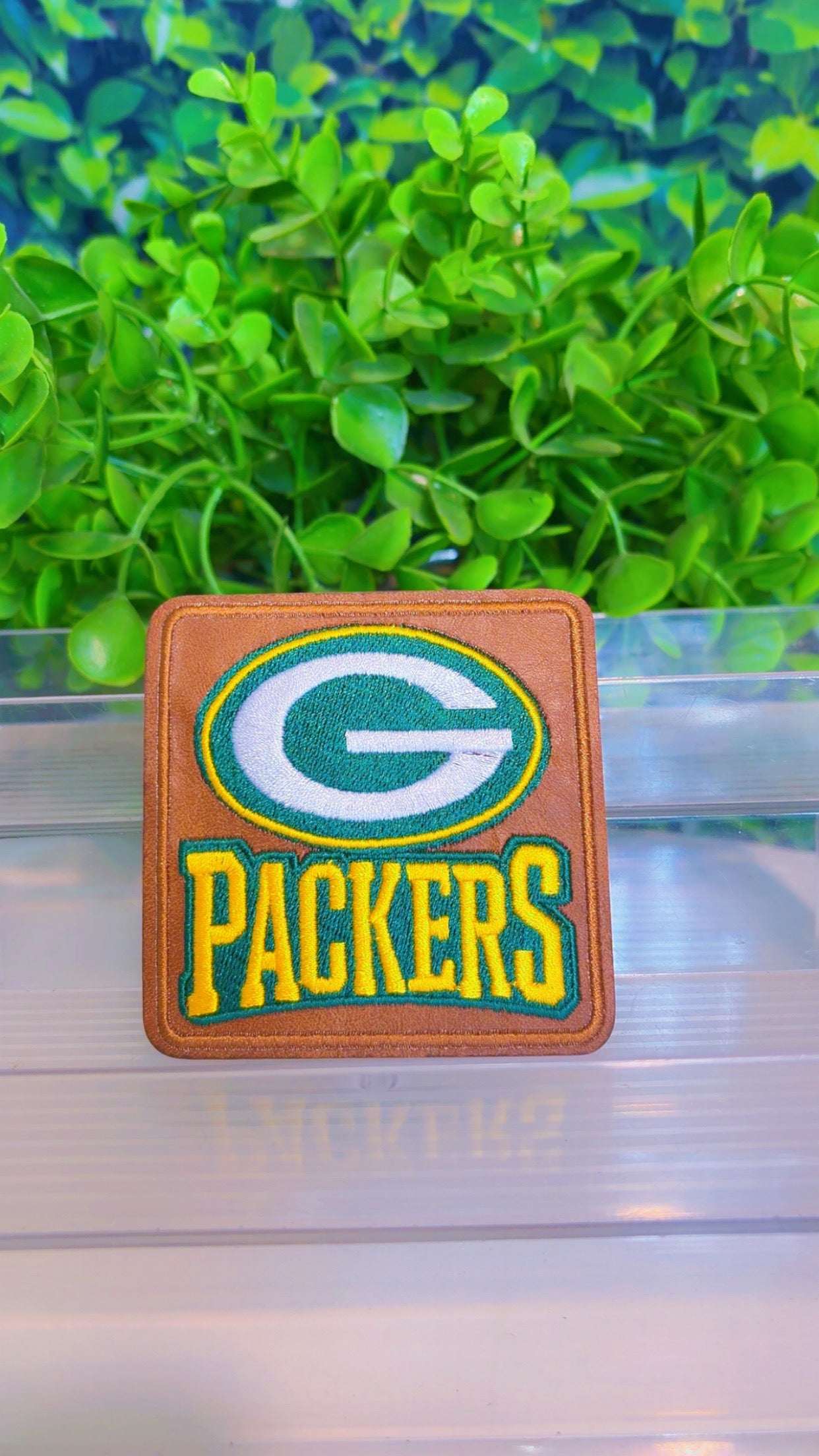 Leather sports iron on patch