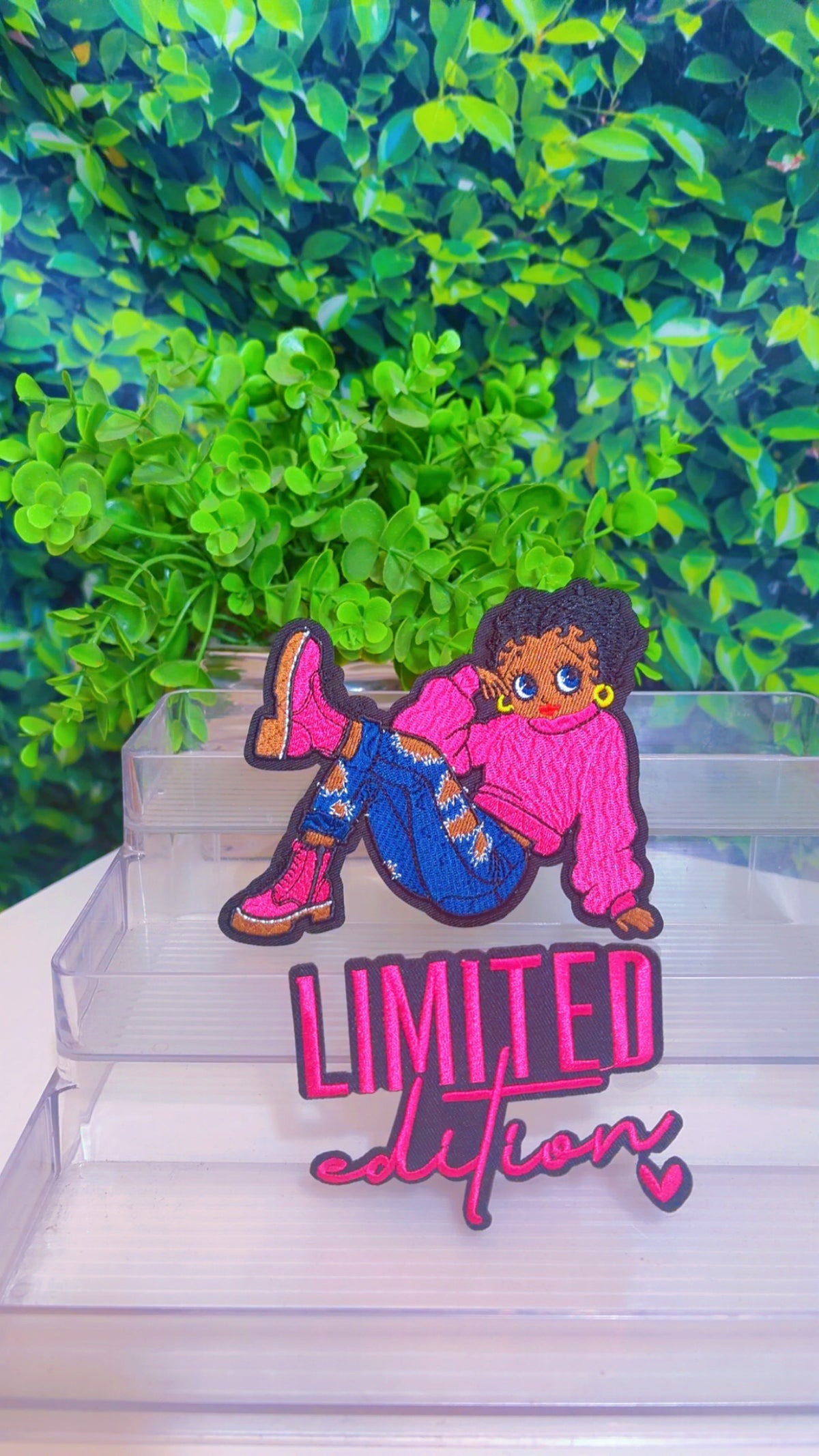 Pink sweater Betty big patch or medium patch set