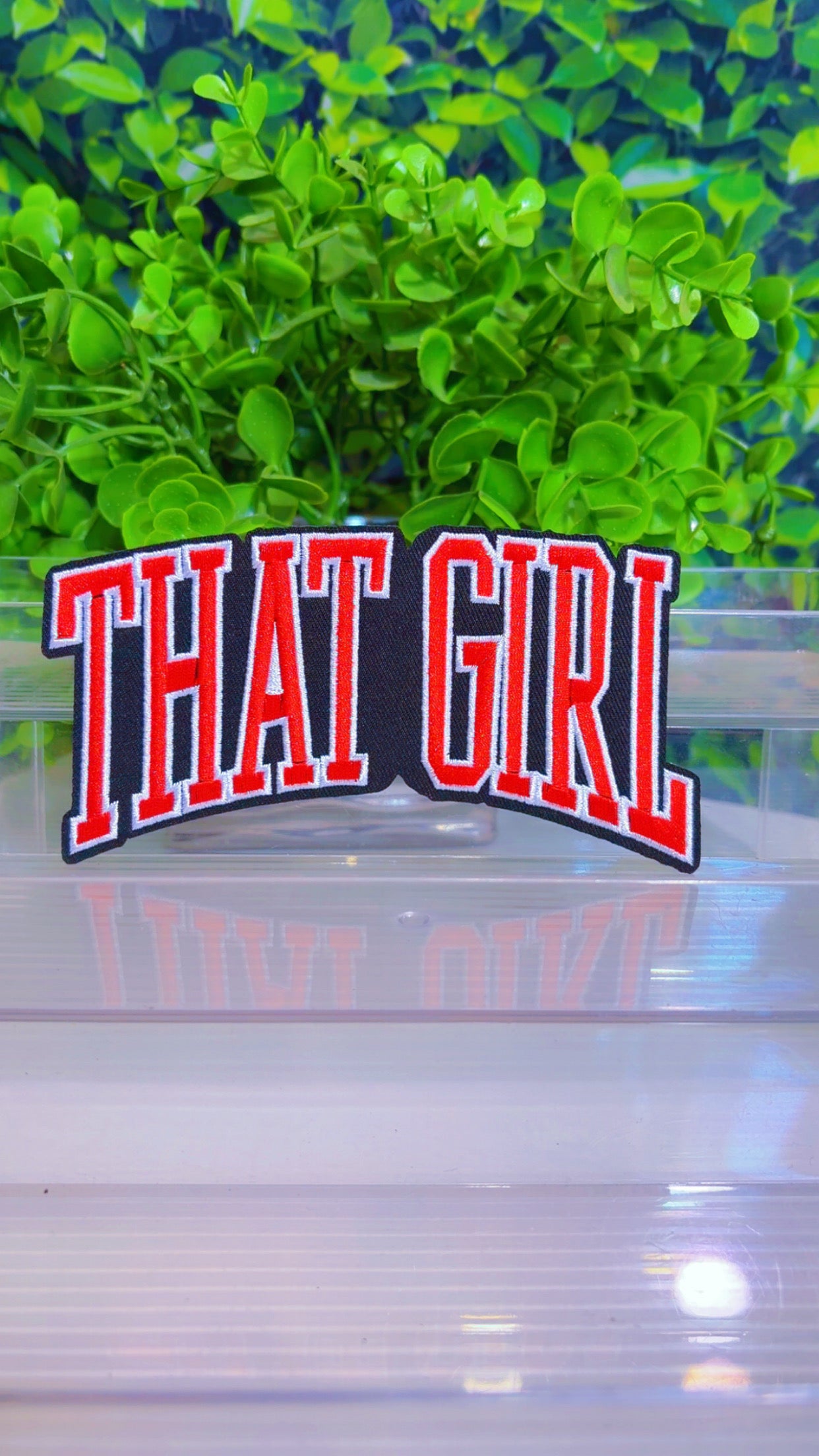 That Girl medium iron on patch
