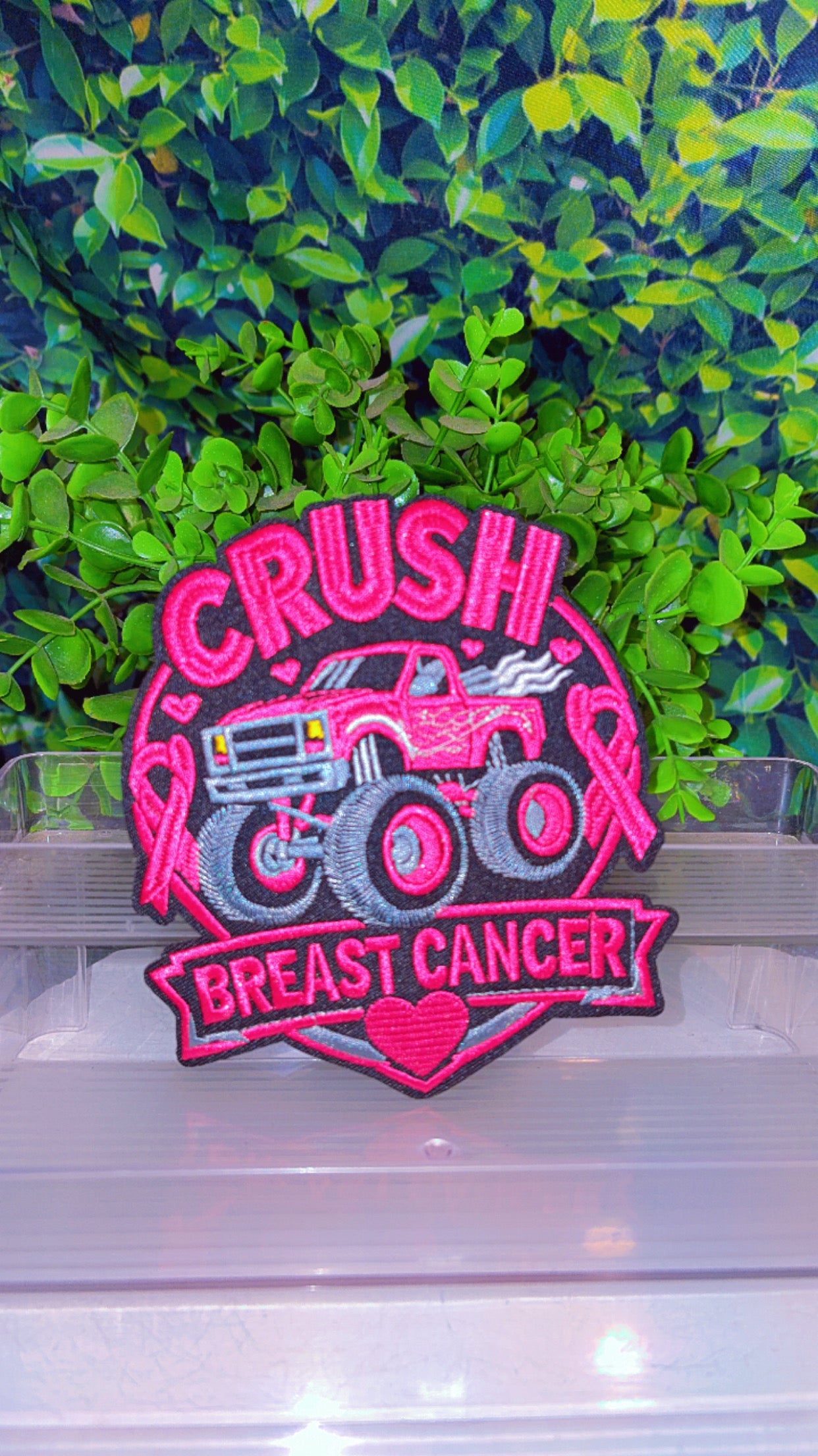 Crush Breast cancer iron on medium patch
