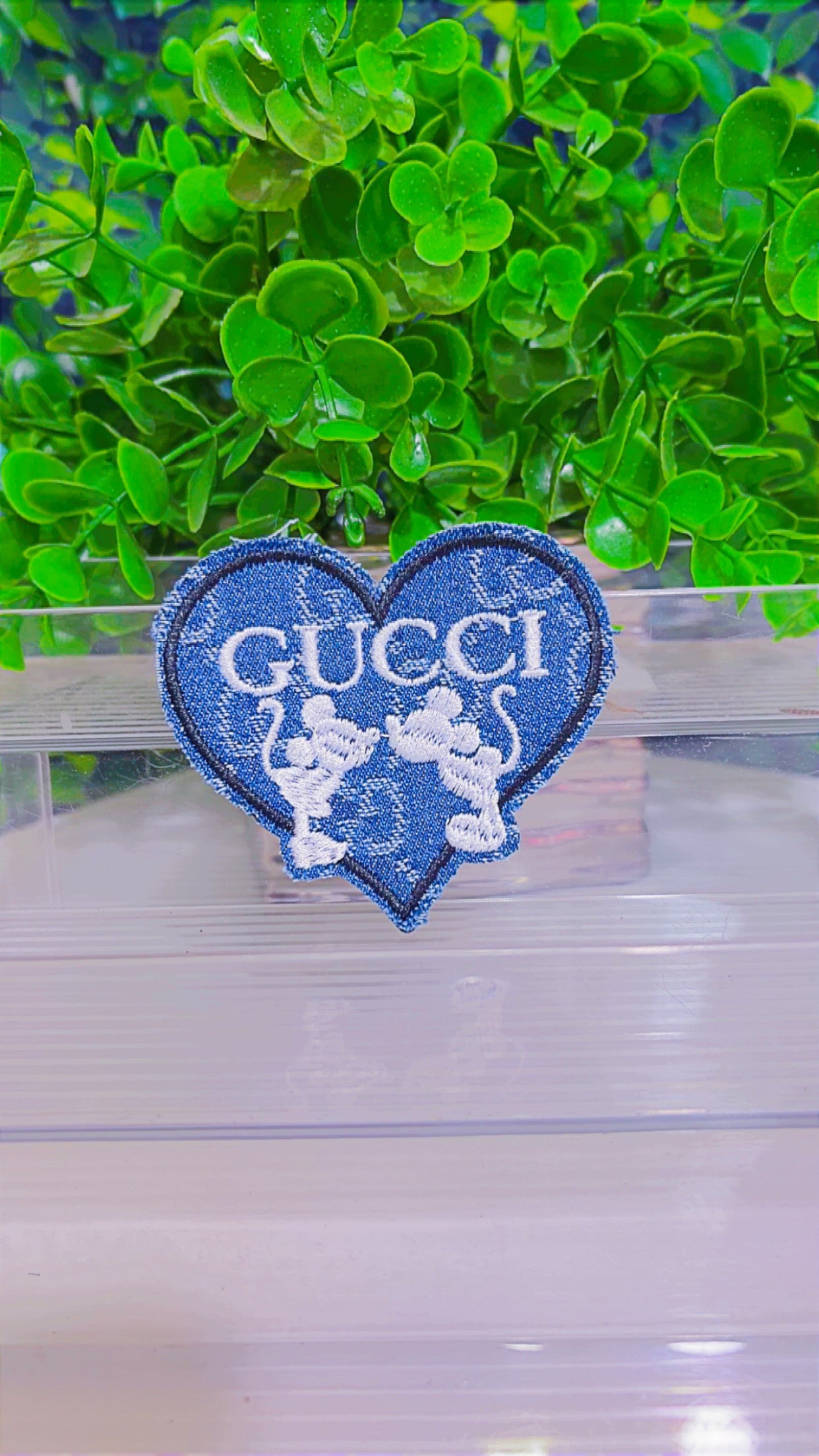 Denim mouse iron on patch