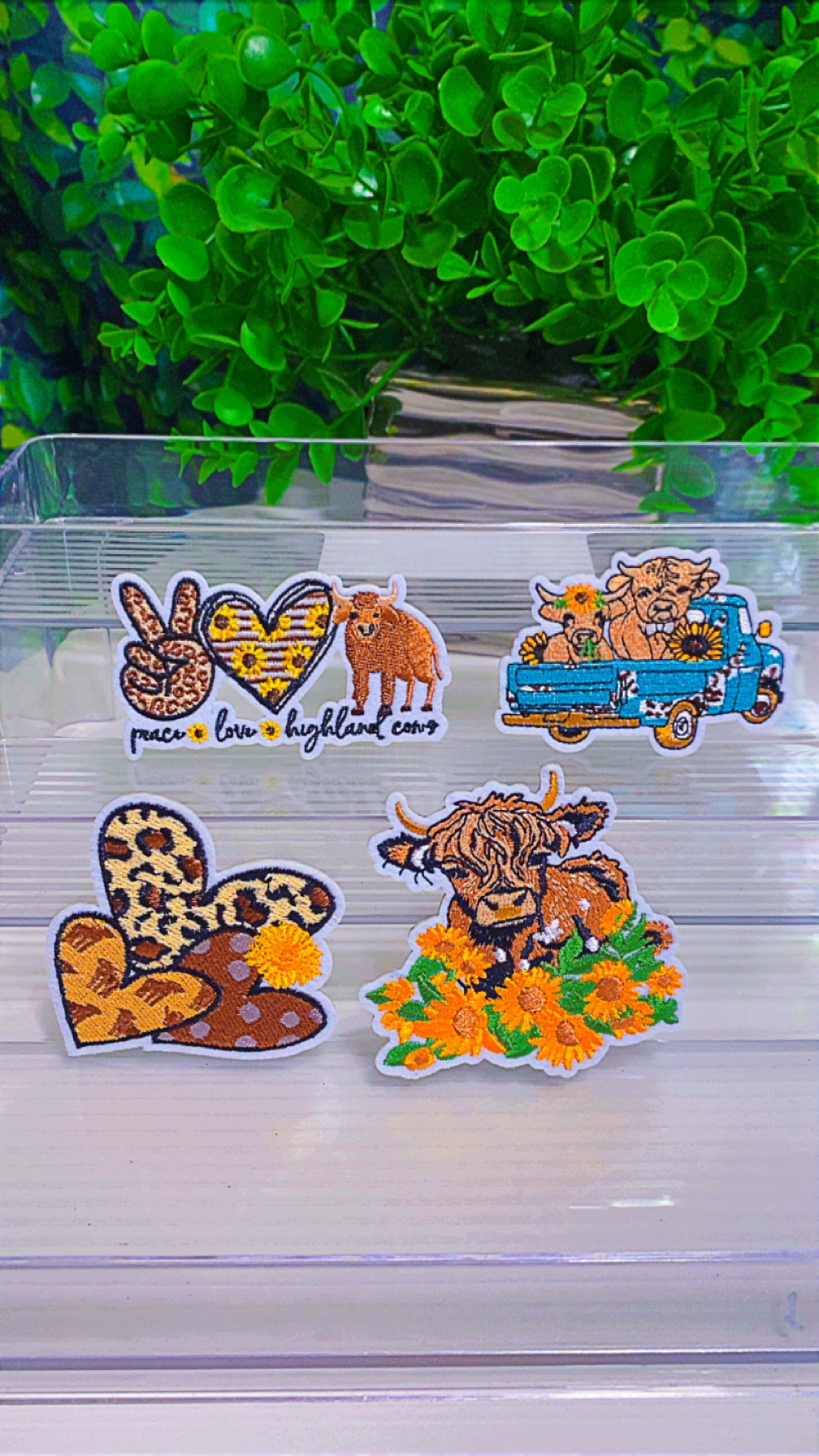 Highland cow diy iron on patch sets of 4