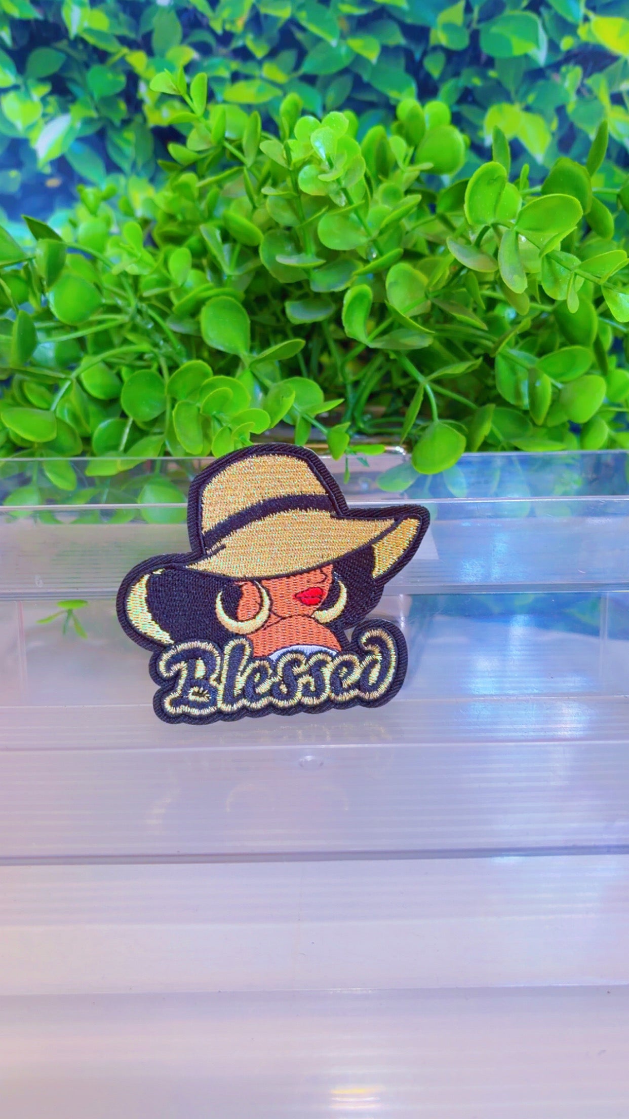Blessed iron on patch