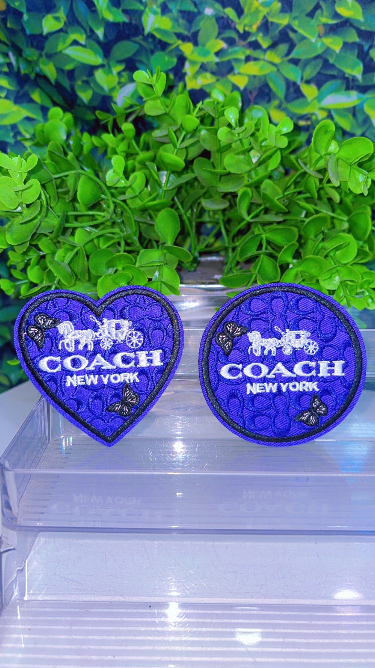 Purple iron on patch set
