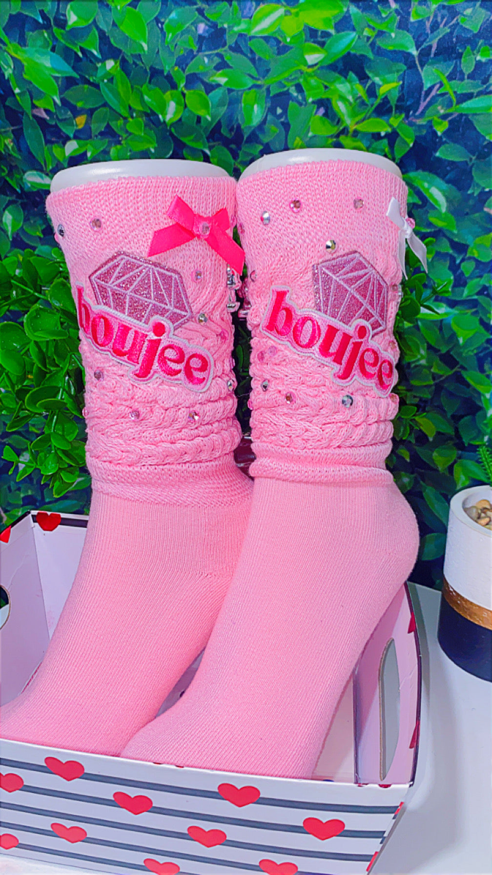 Custom Junky Charm Slouch Socks ( Charms randomly selected) Can request other colors & styles