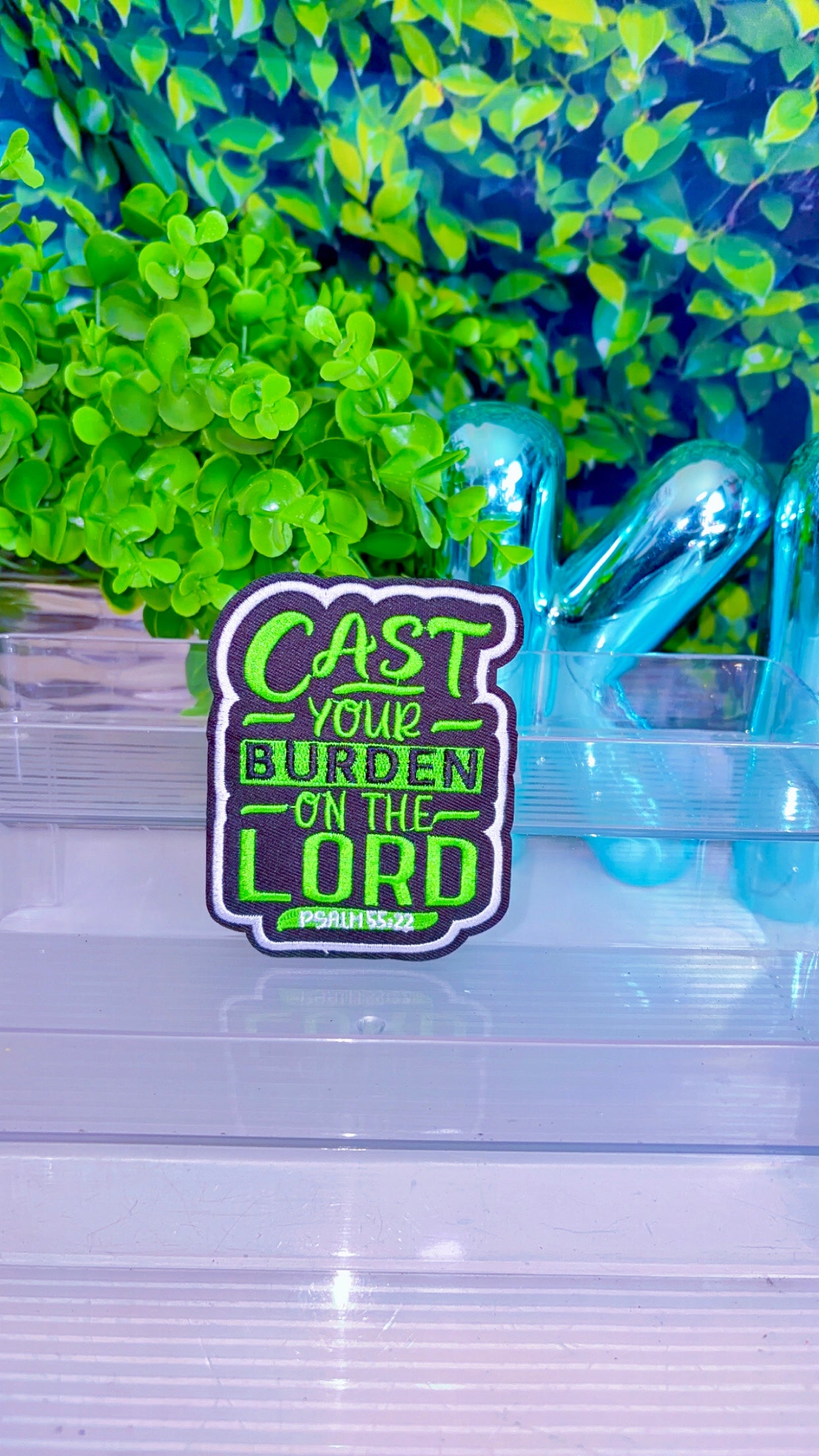 Cast your burden on the lord iron on patch