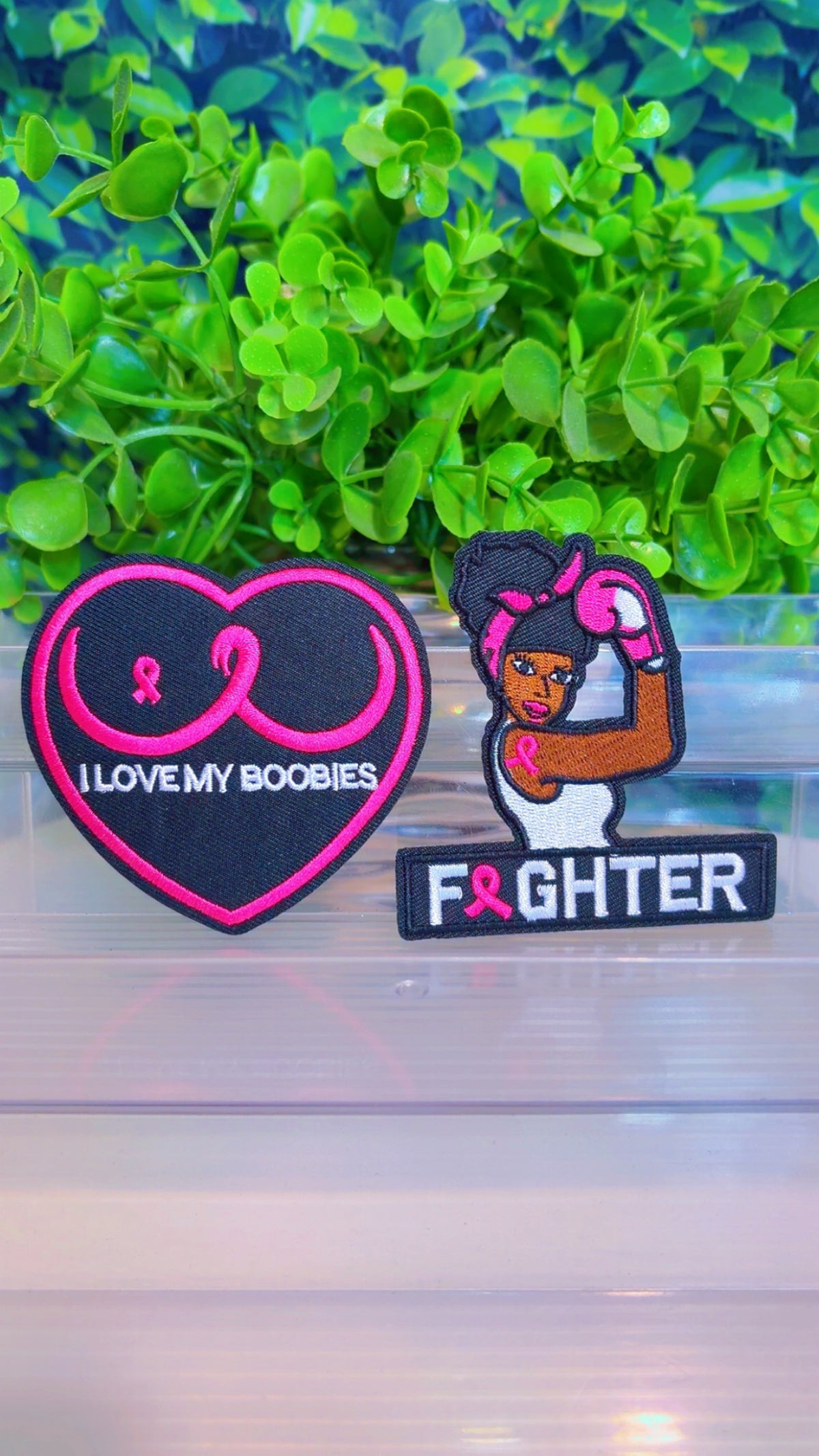 Breast cancer iron on patch set
