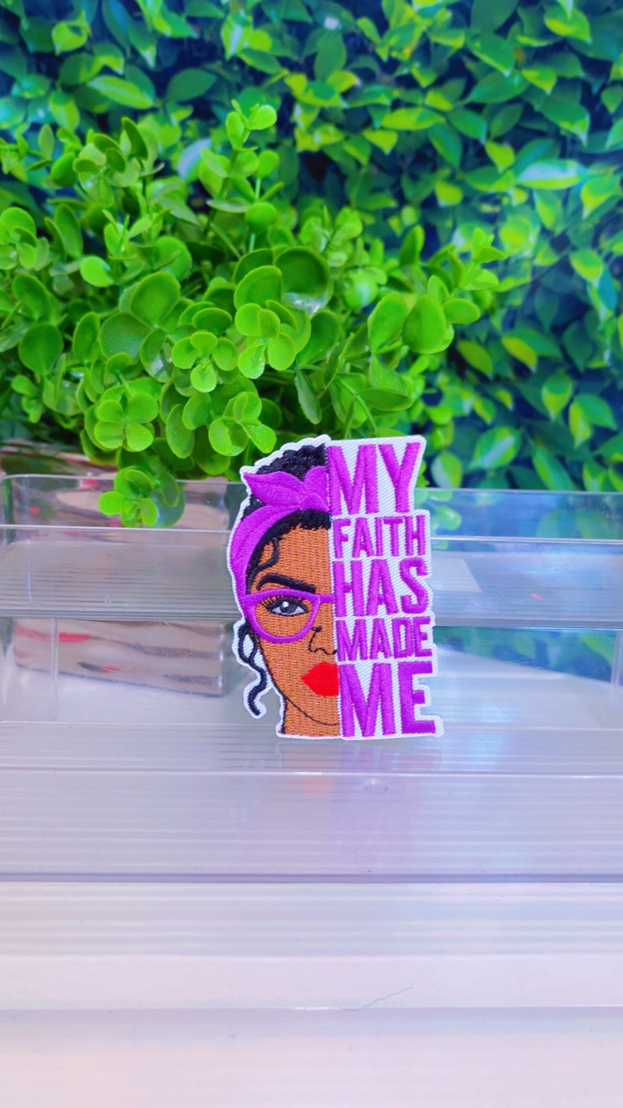 Purple My Faith has led me iron on patch
