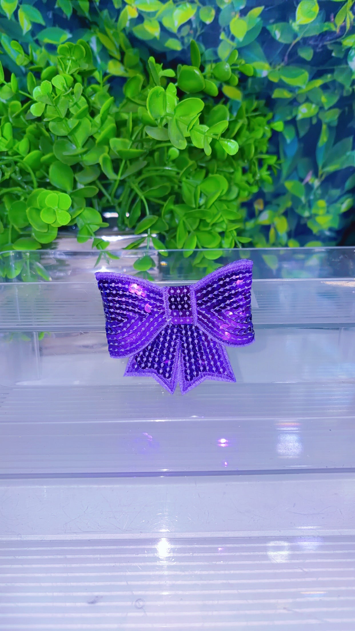 Sequin bow iron on patch (9 color options)
