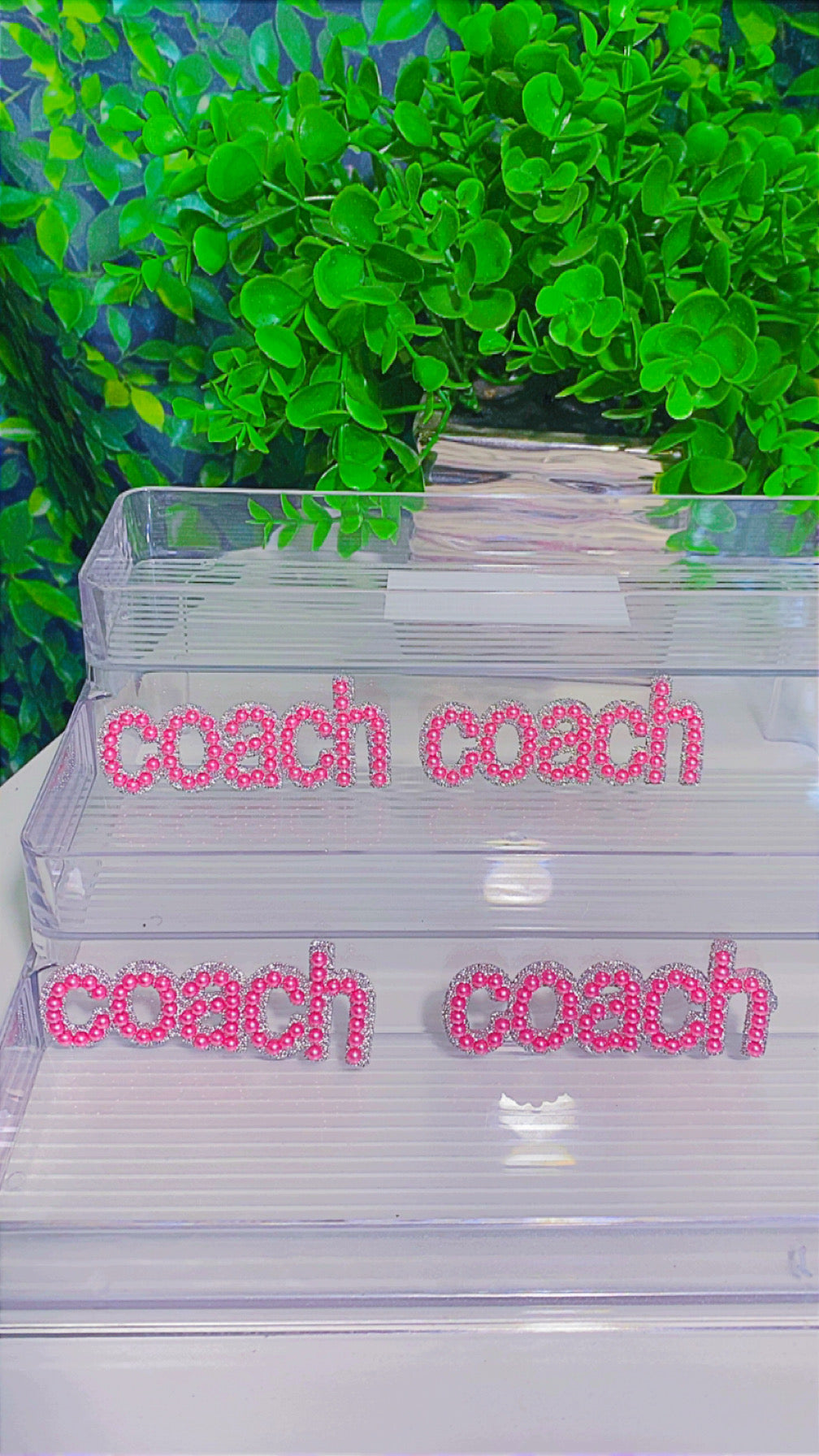 DIY Coach patch with pink pearls set of 4