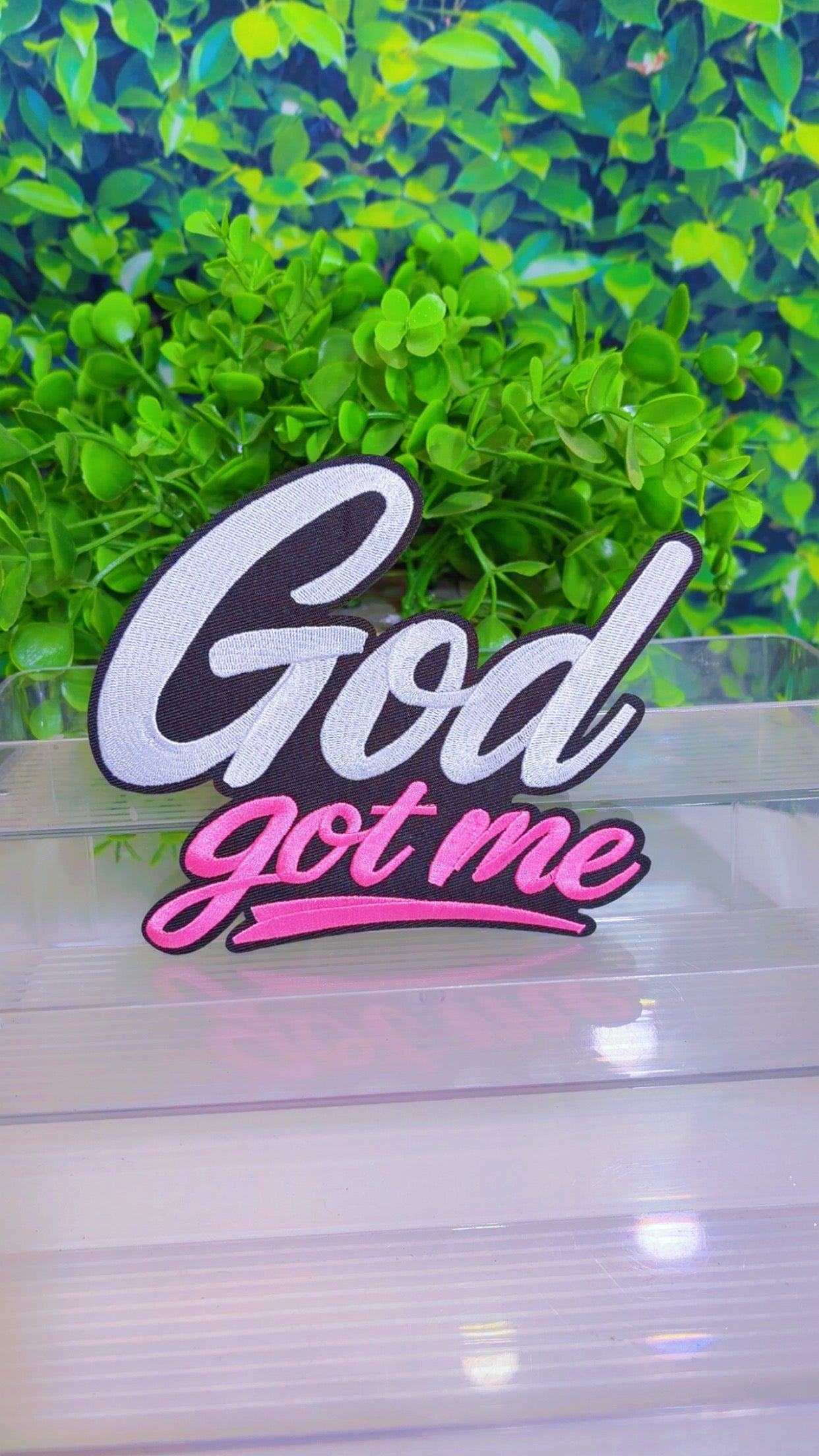 God got me medium iron on patch