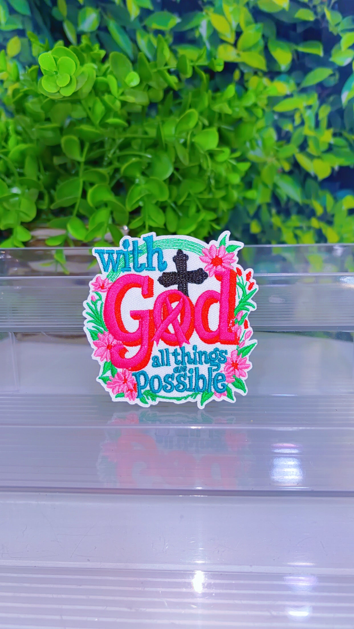 With God all things are possible iron on patch