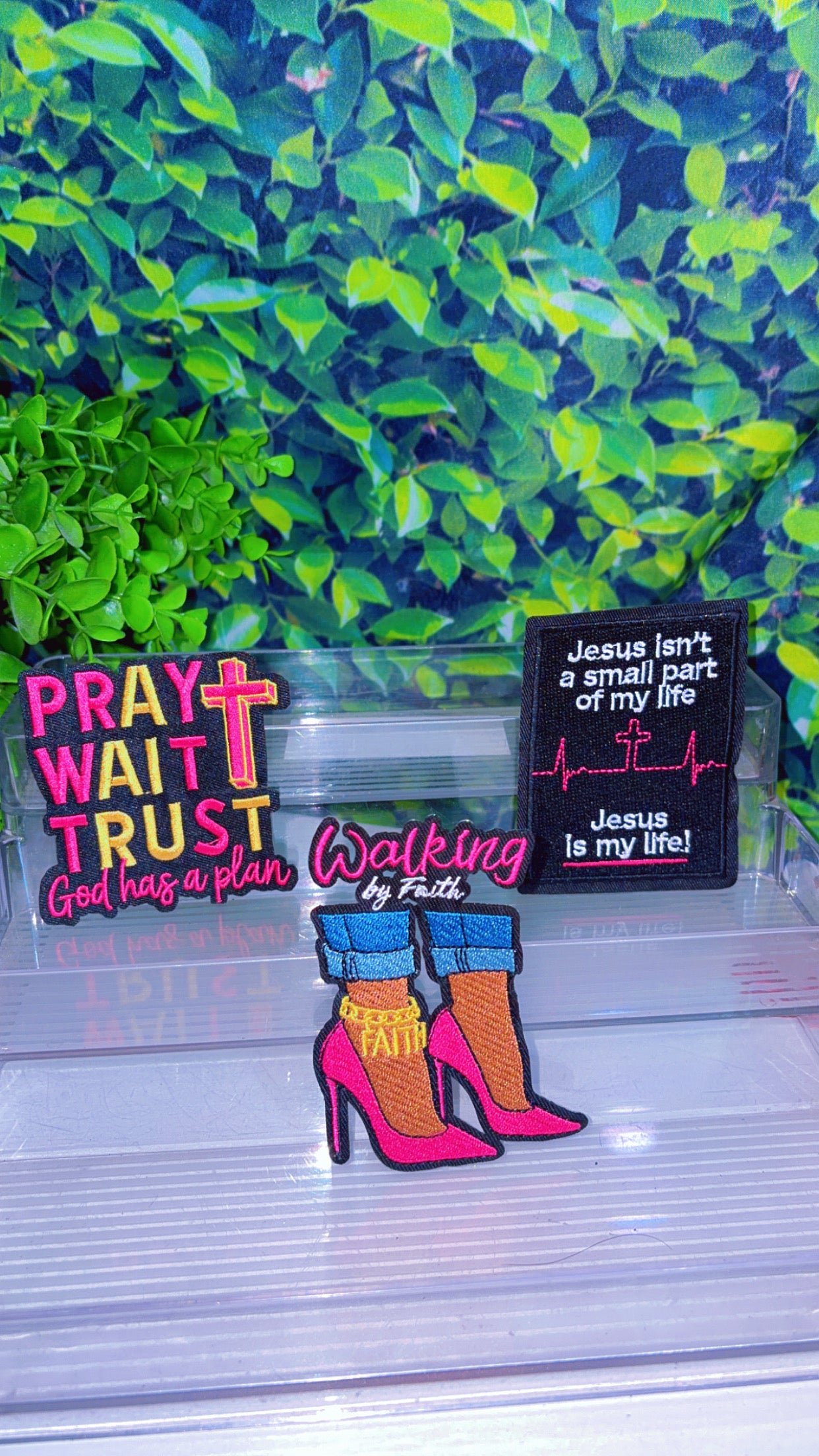 Christian based iron on patch set