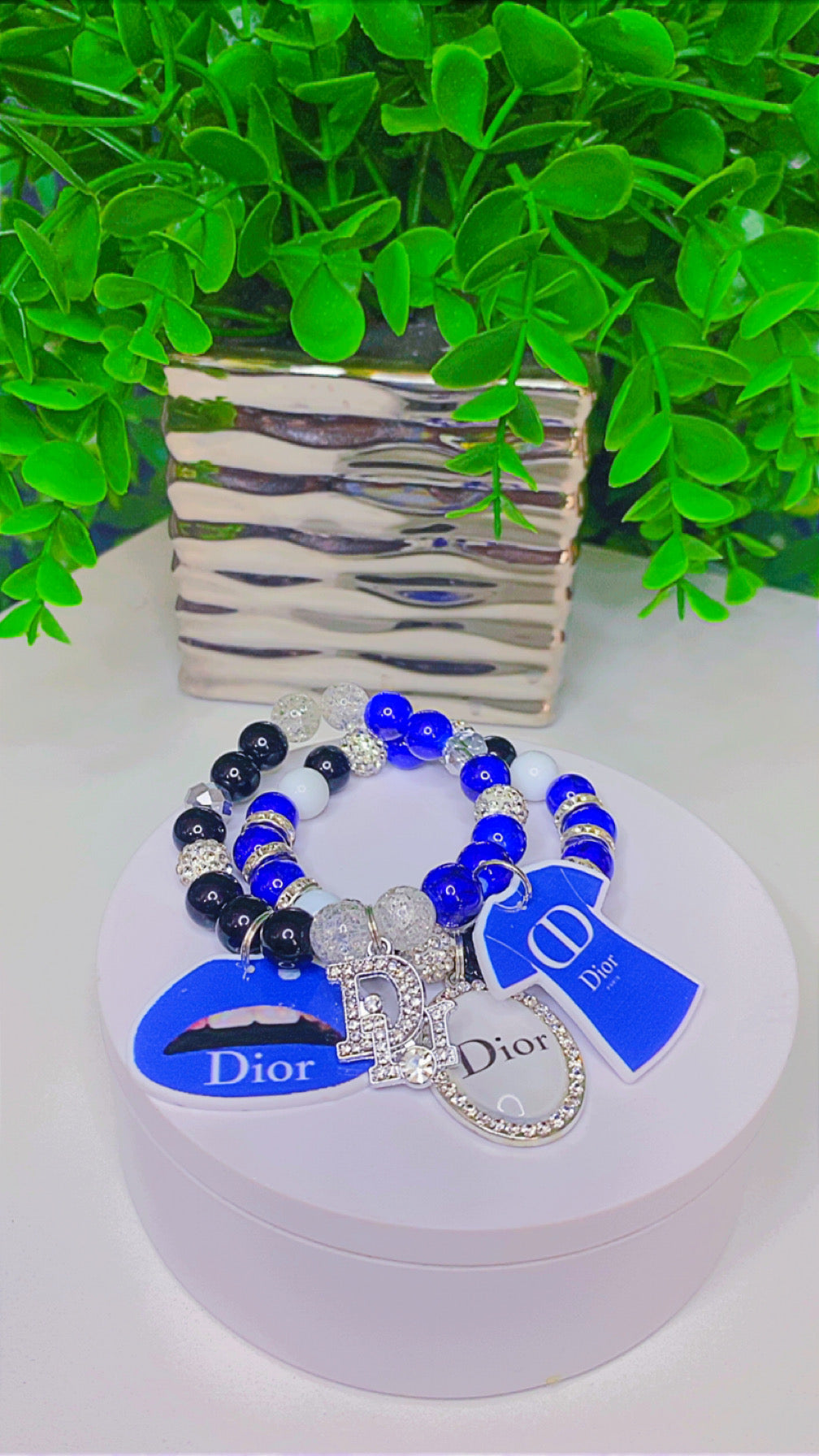 Adore blue & silver charm bracelet set