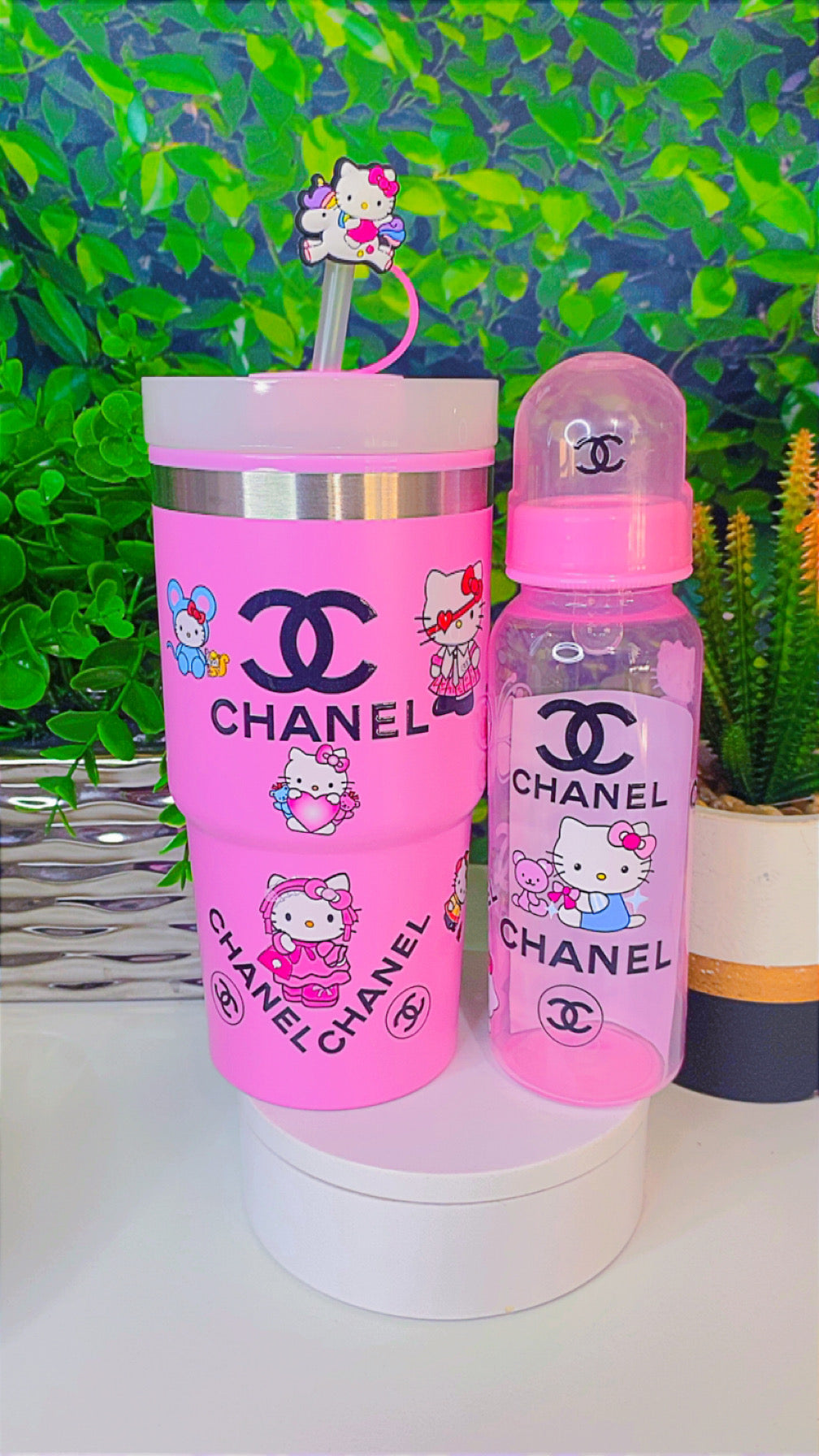 Mommy & me Lux kitty 20 tumbler and 9oz baby bottle
