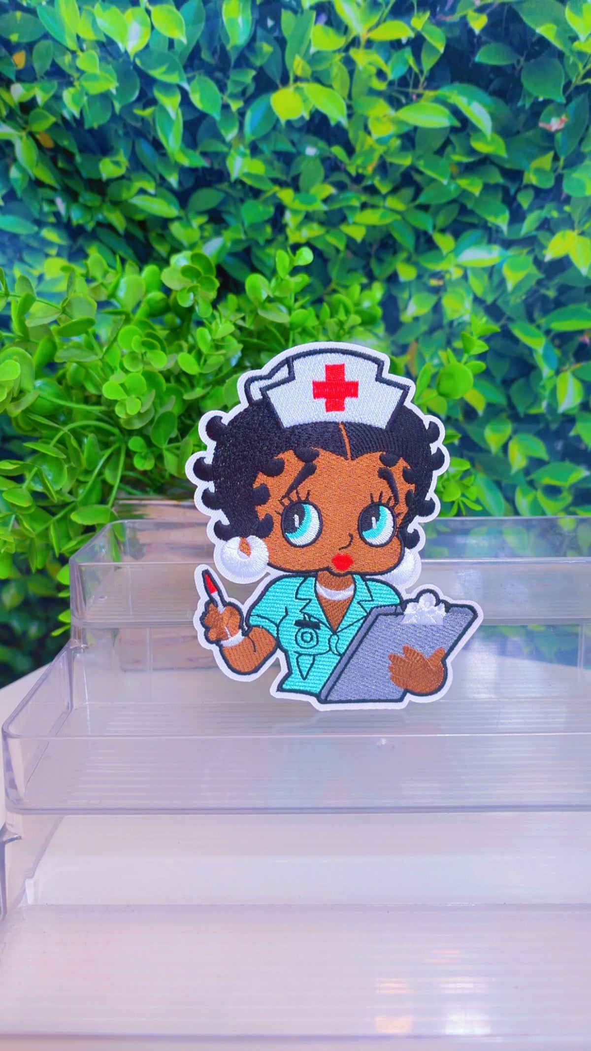 Teal nurse medium iron on patch