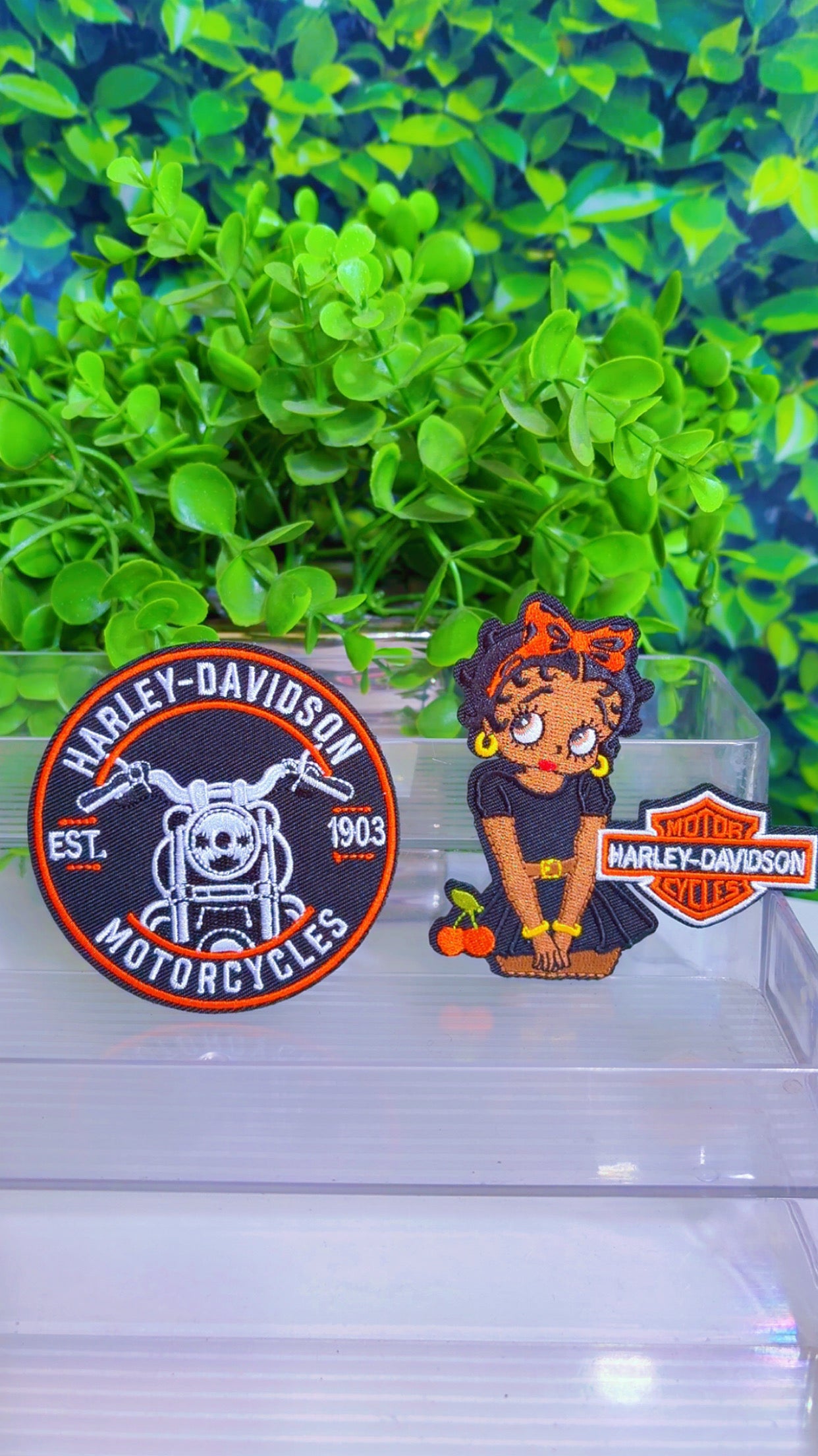 Harley featuring Betty iron on patch set