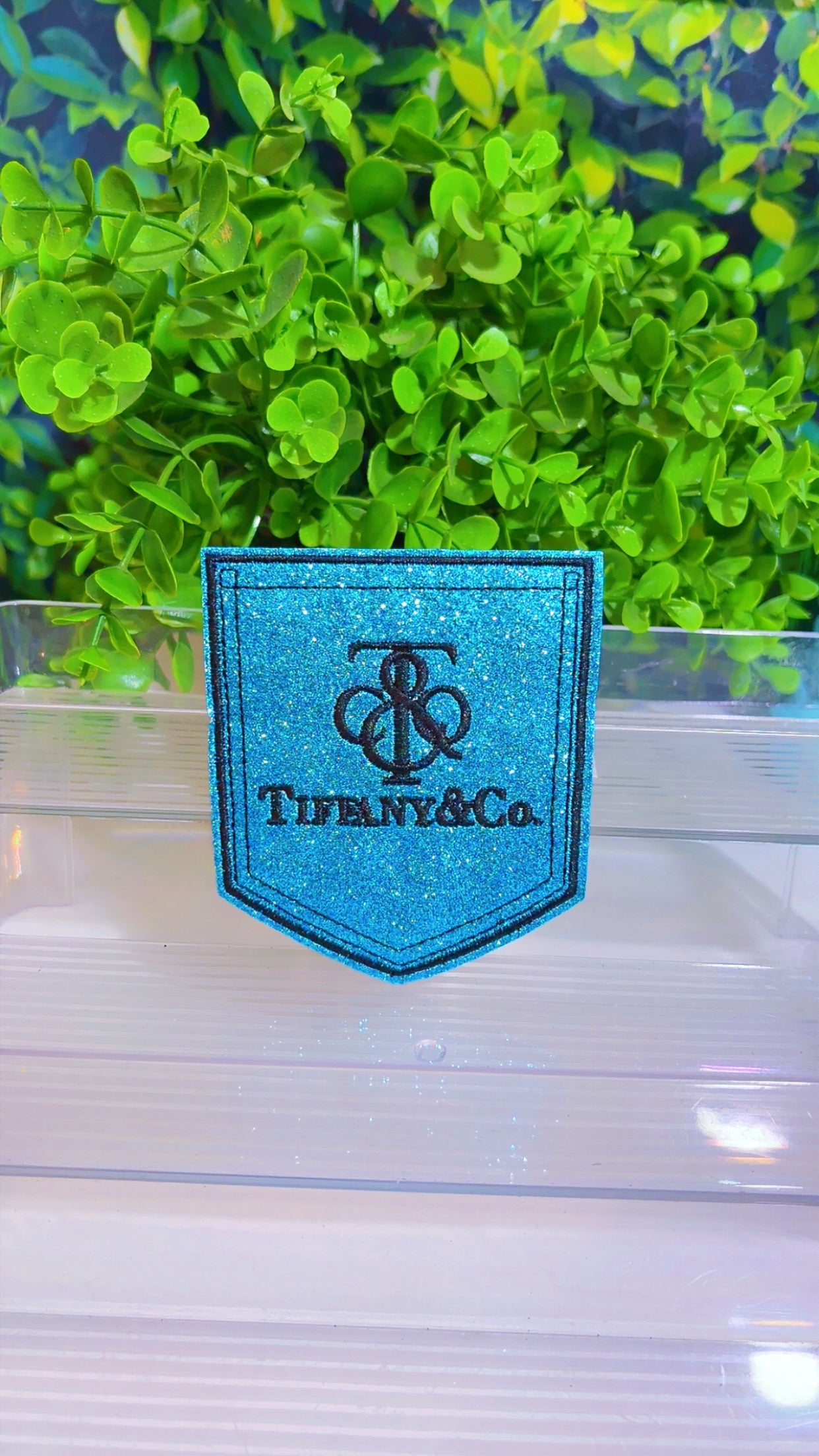 Glitter Tiff iron on patch pocket