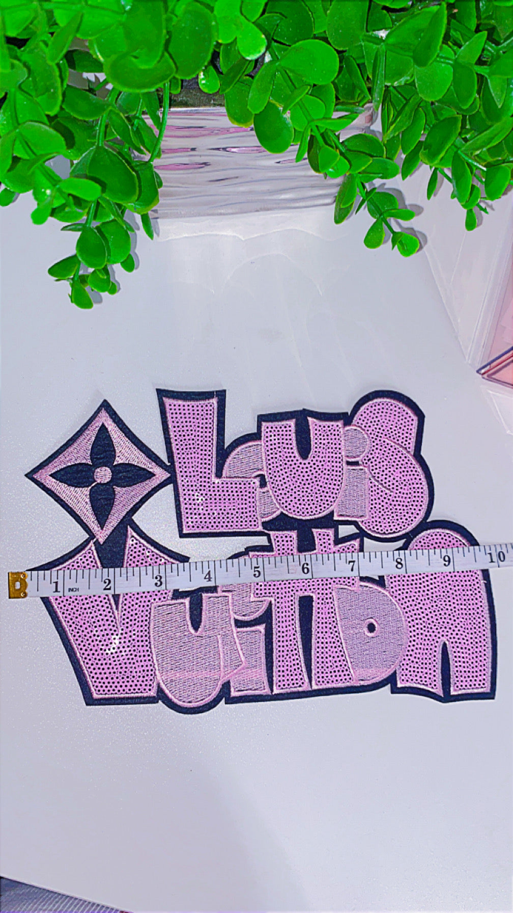Pink sequin iron on patch 9 1/2 inch (big patch)