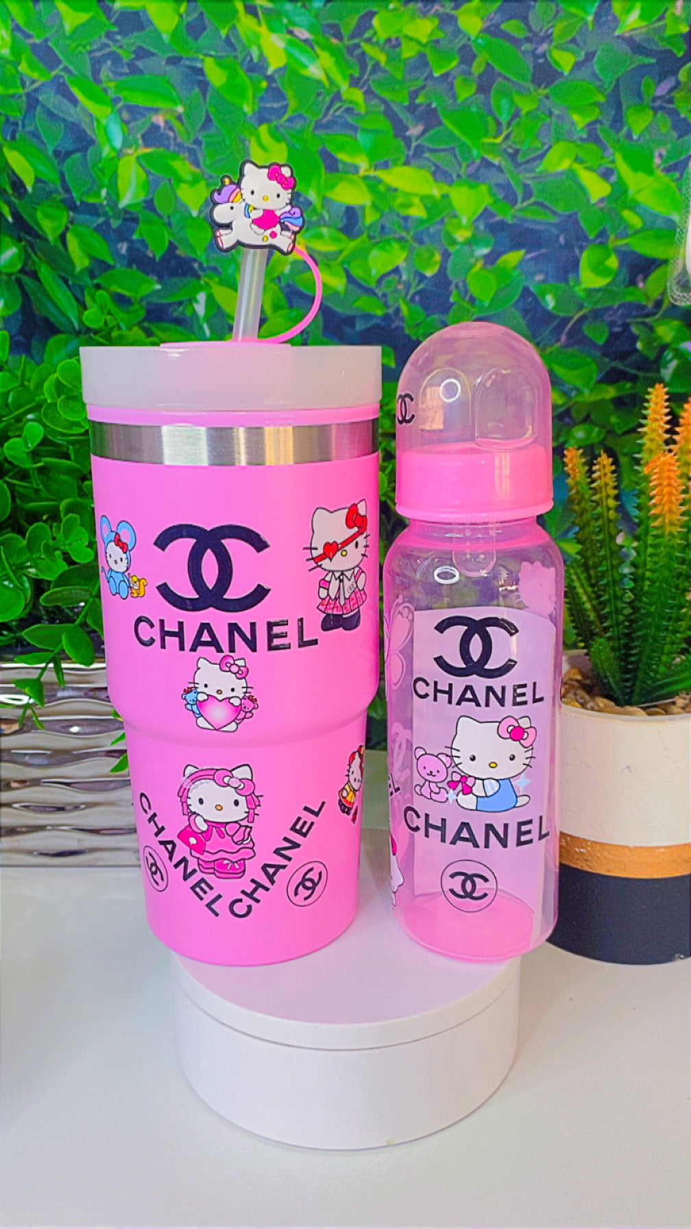 Mommy & me Lux kitty 20 tumbler and 9oz baby bottle