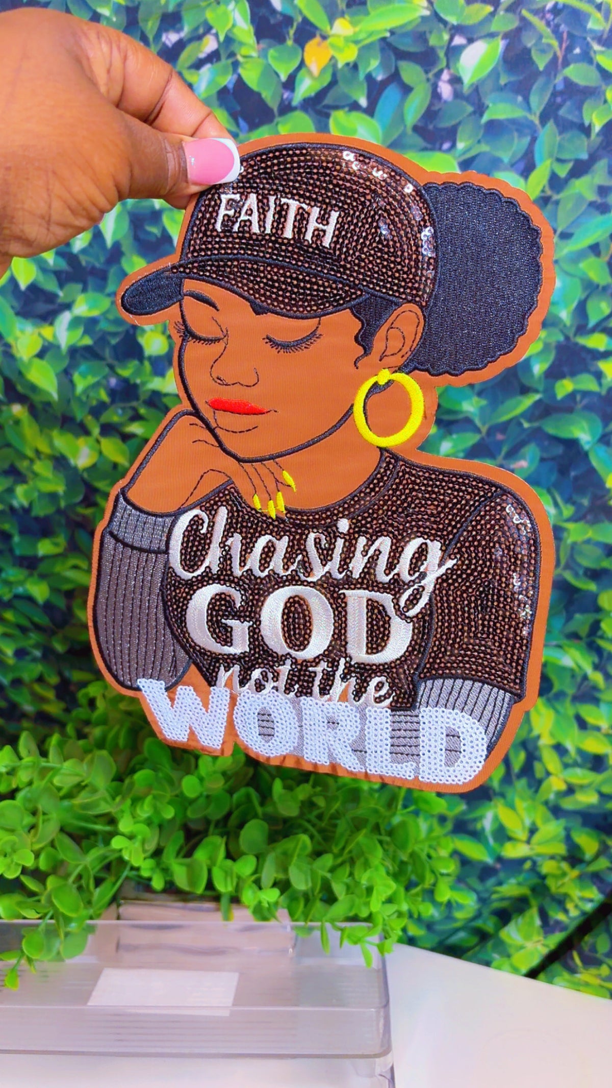 Christian inspired big iron on patch