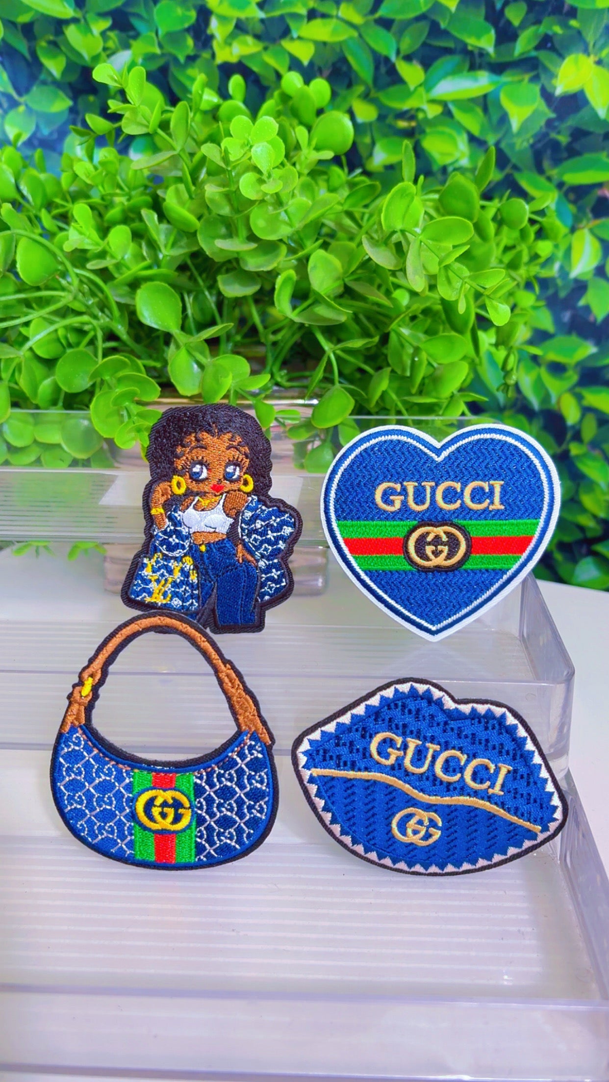 Denim iron on patch set