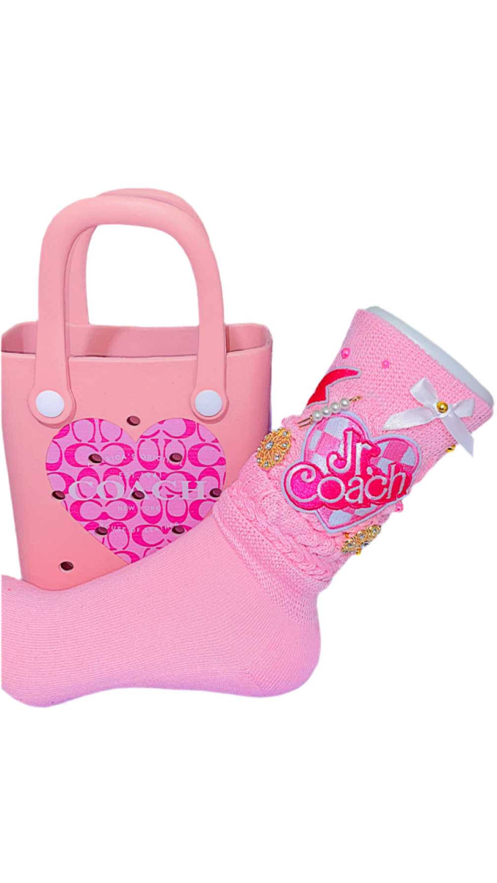 Pink Jr Coach bag & socks set
