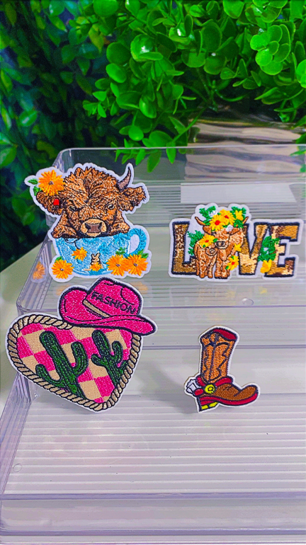 Highland cow diy iron on patch sets of 4