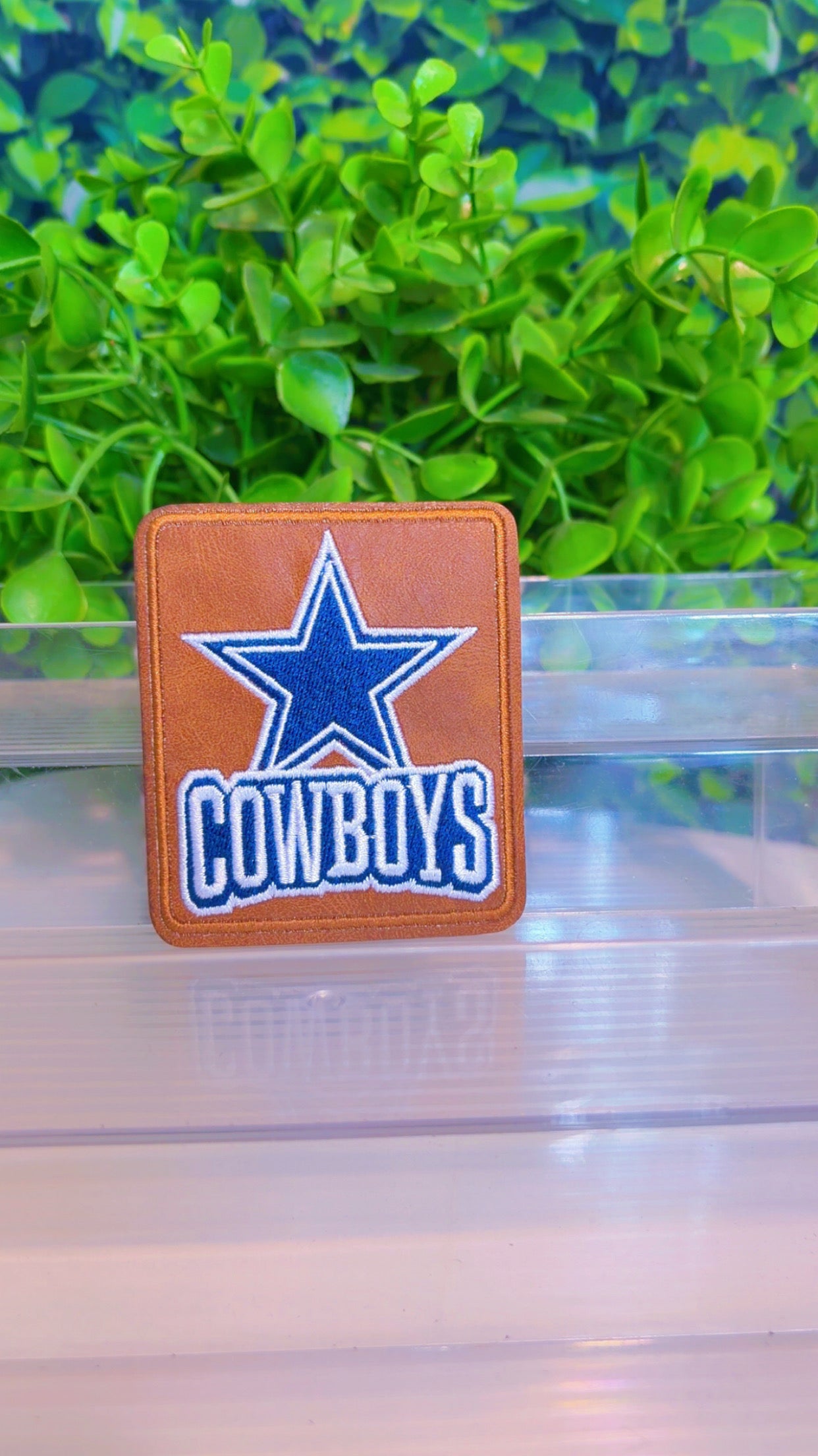 Leather sports iron on patch