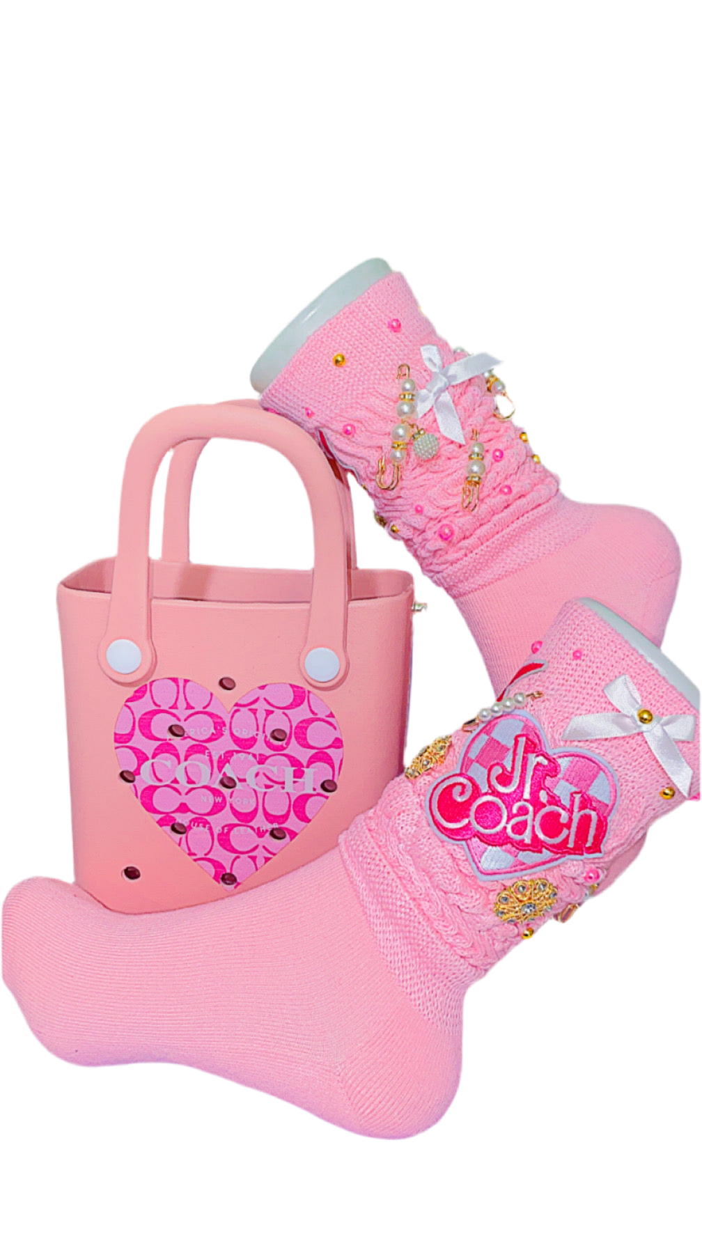 Pink Jr Coach bag & socks set