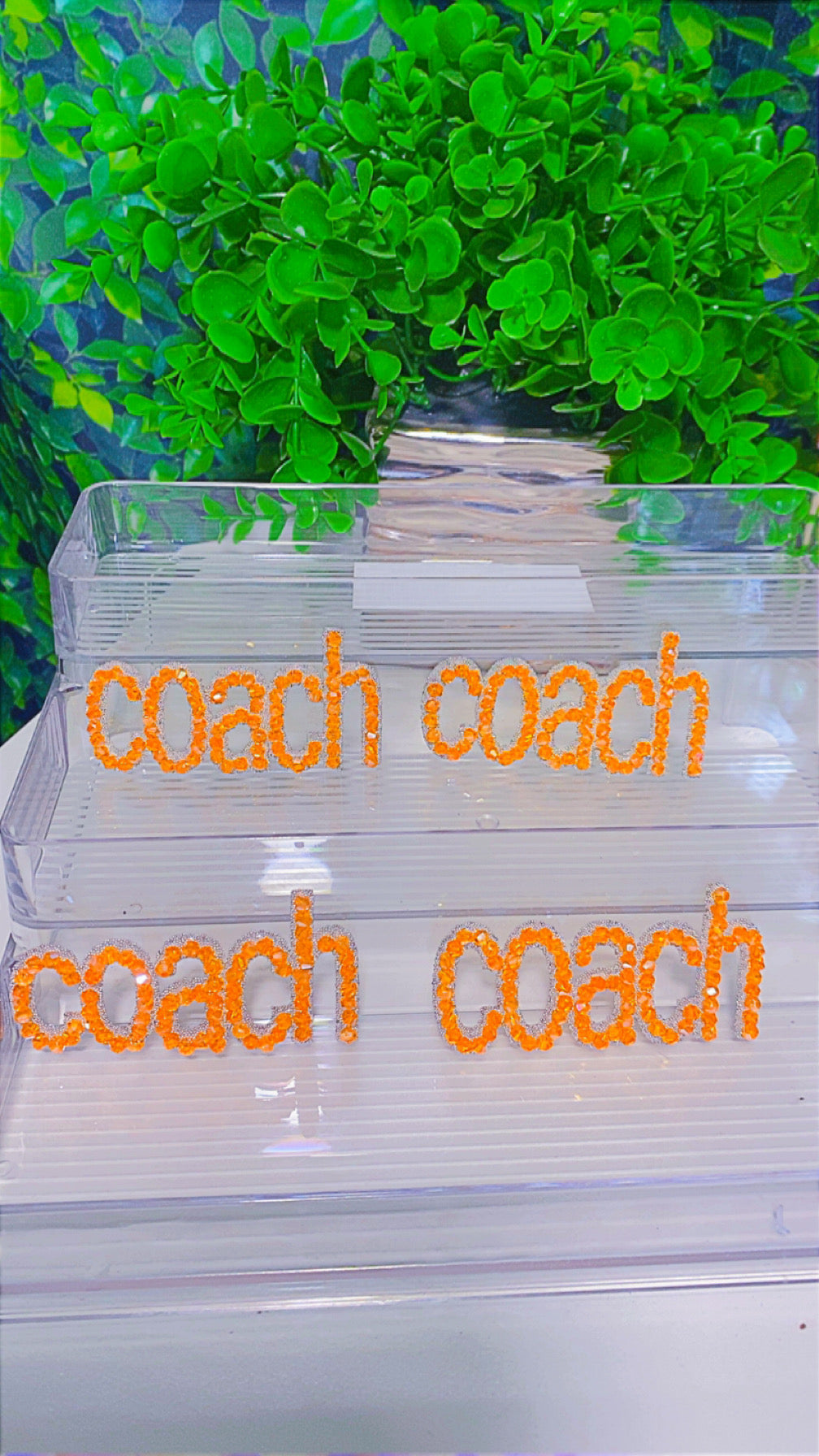 DIY orange coach patch with pearls