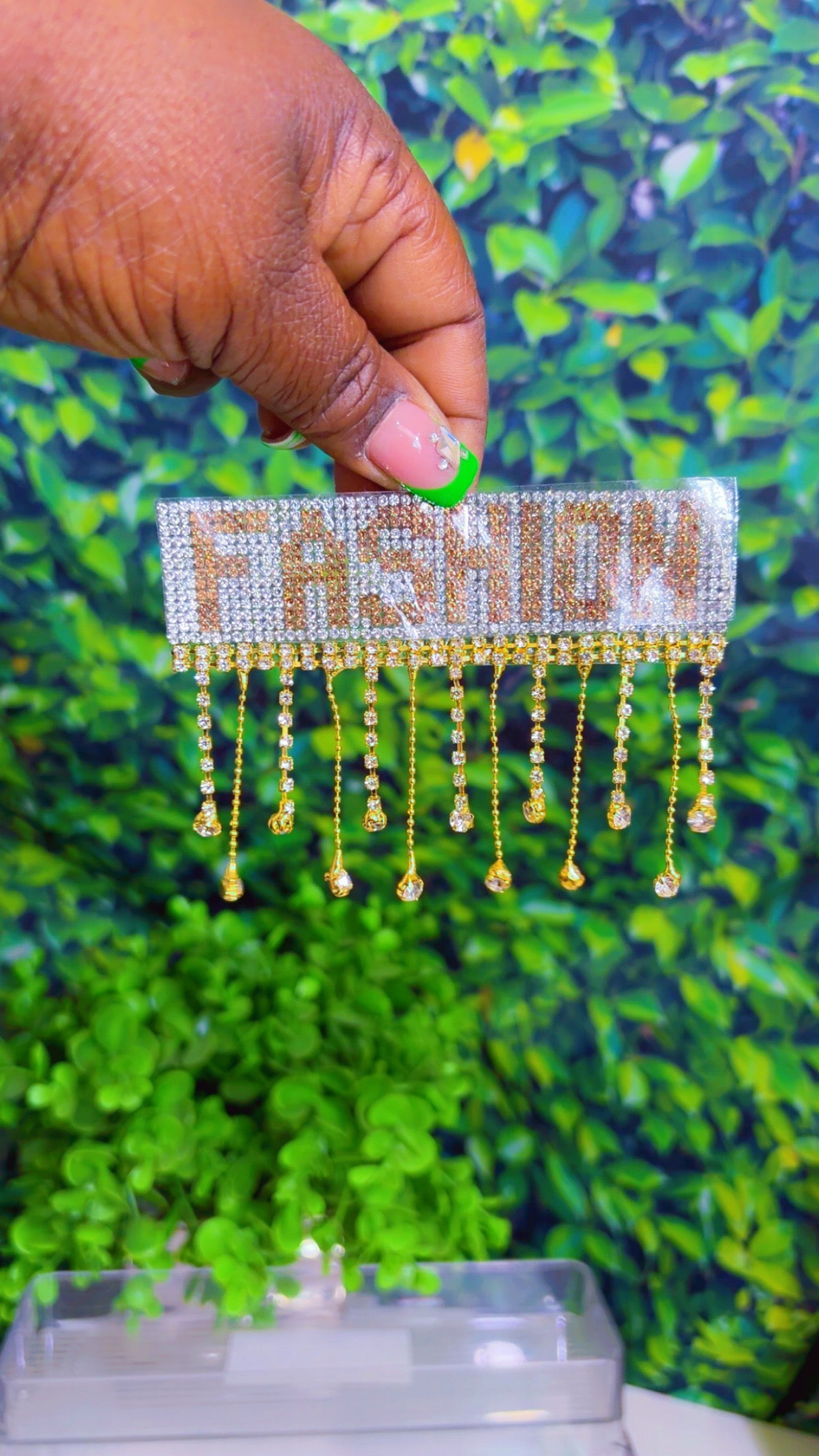 Gold Fashion bling iron on patch