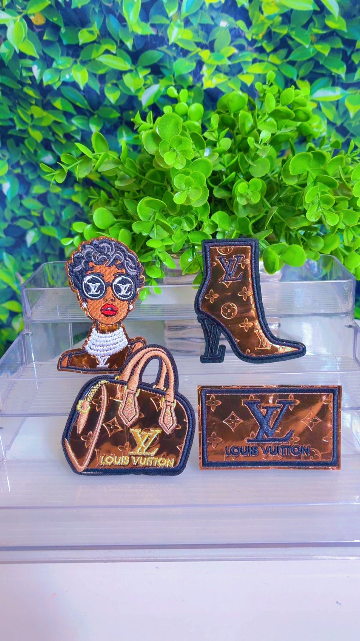 Bronze iron on patch set
