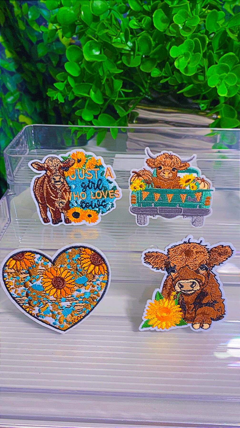Highland cow diy iron on patch sets of 4