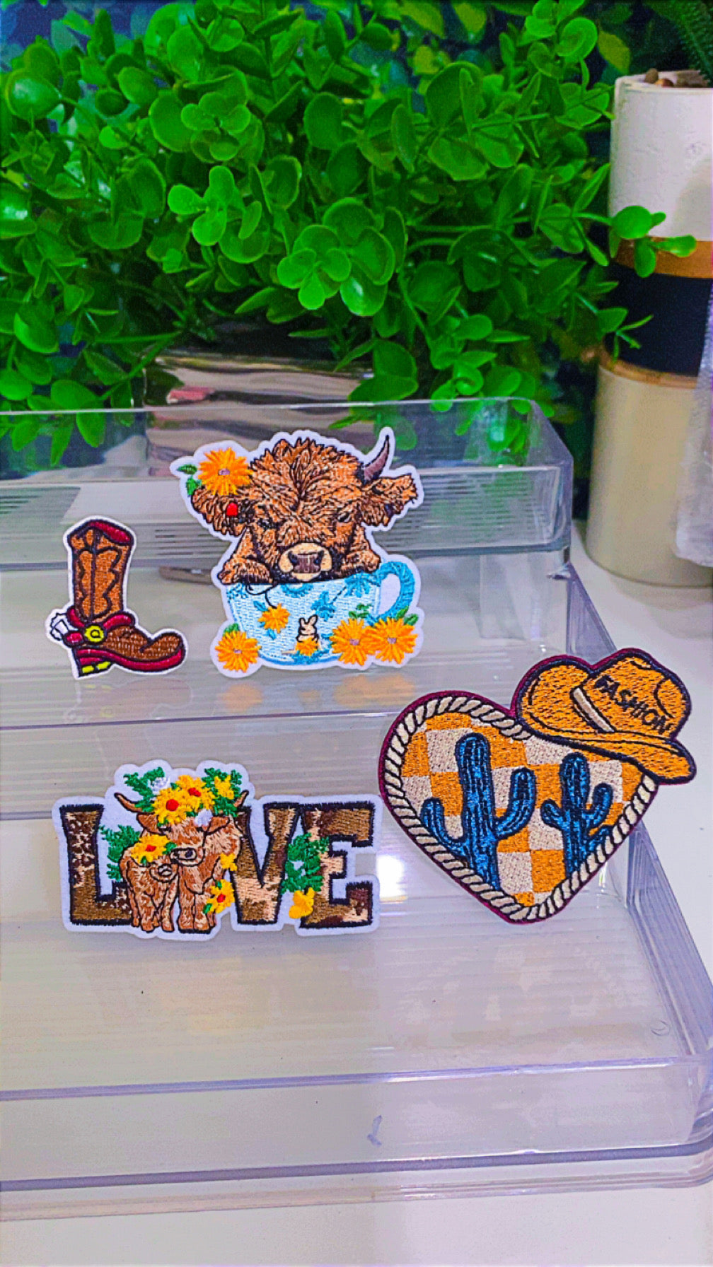 Highland cow diy iron on patch sets of 4