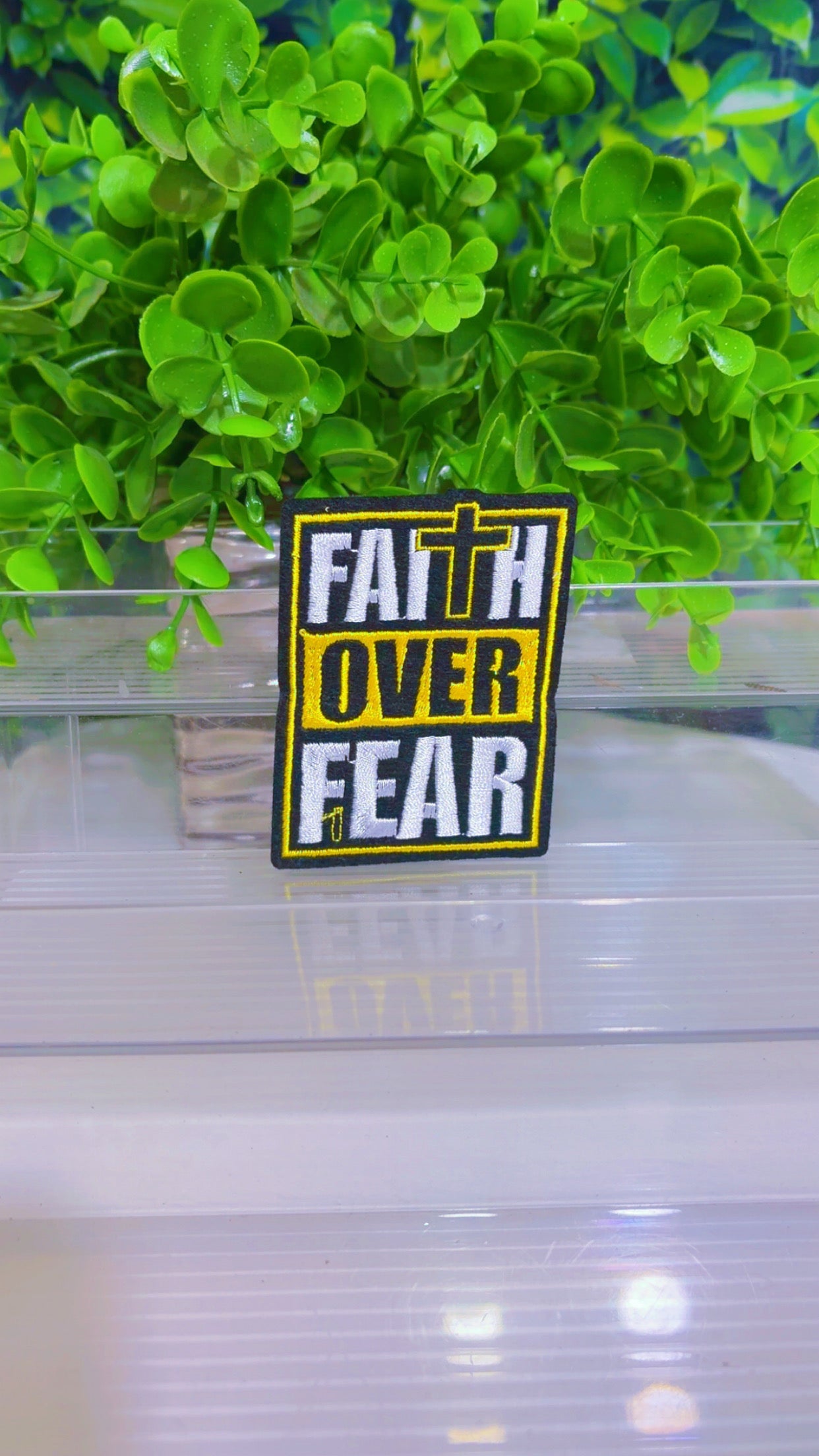 Faith over fear iron on patch