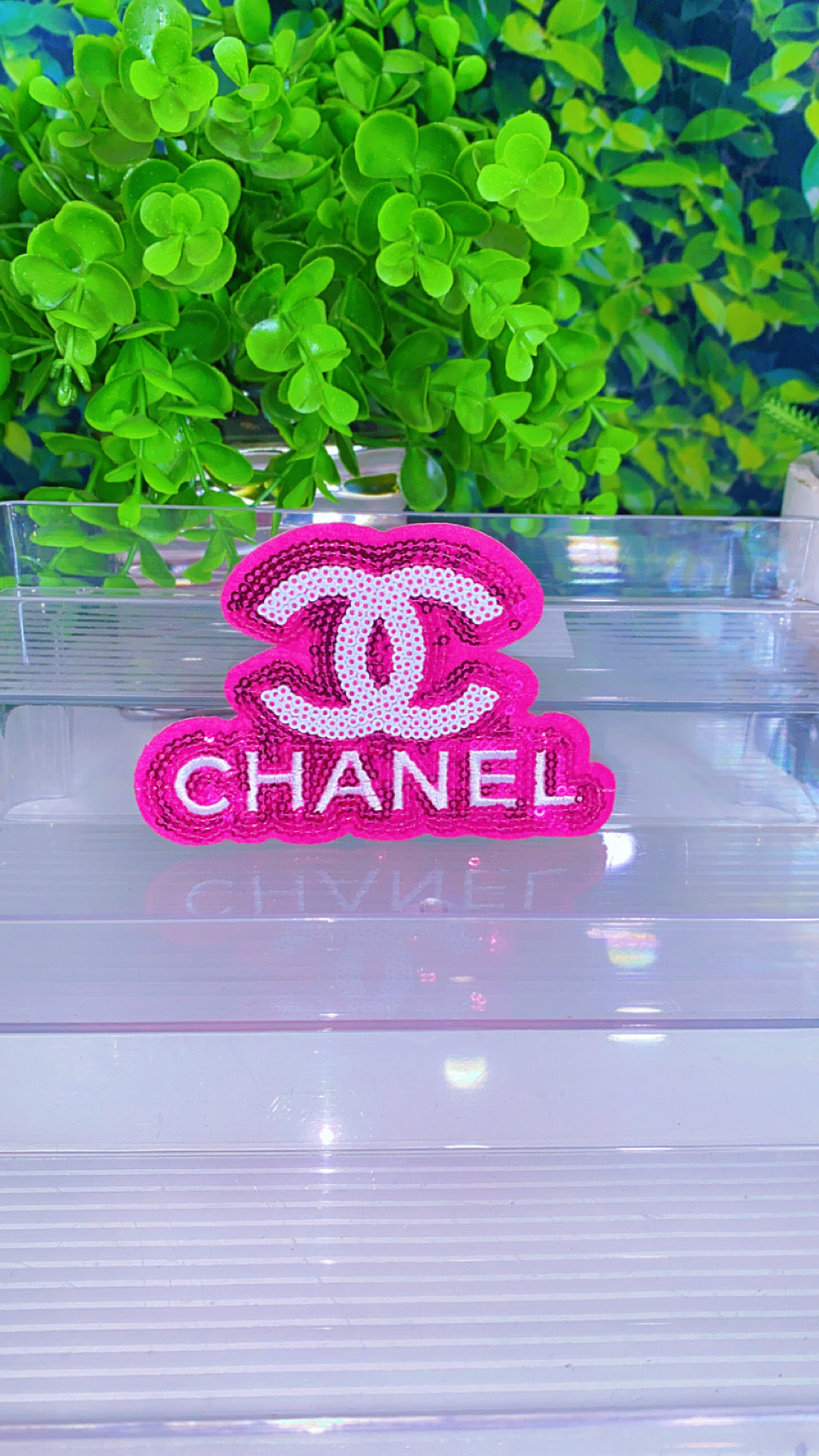 Pretty pink lux 5 inch iron on patch