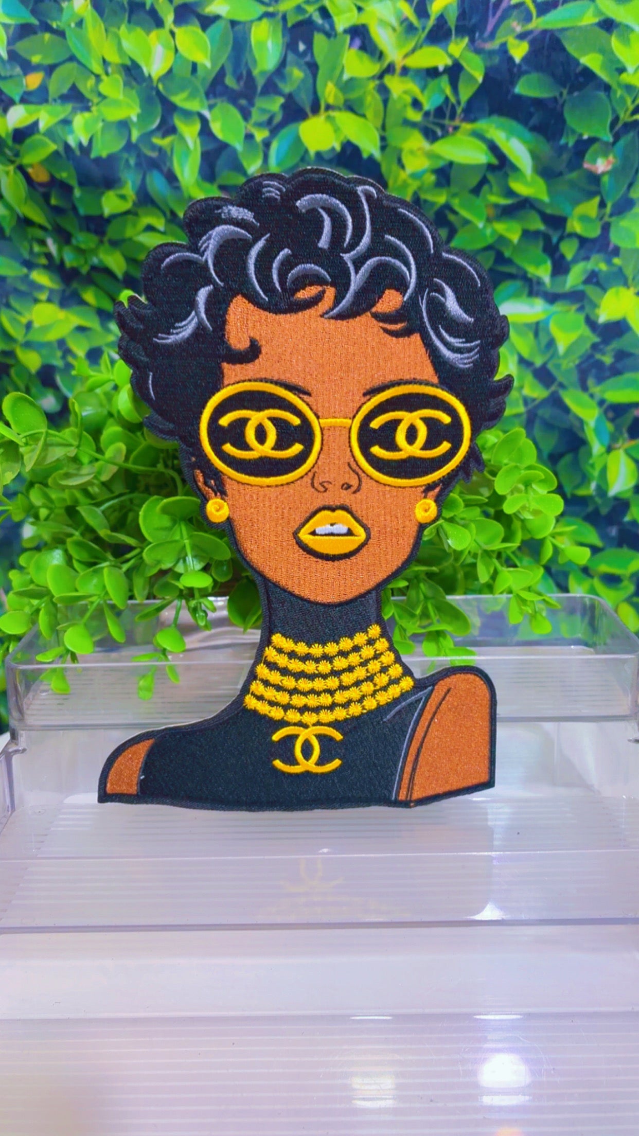 C black and yellow gold 10 inch iron on patch