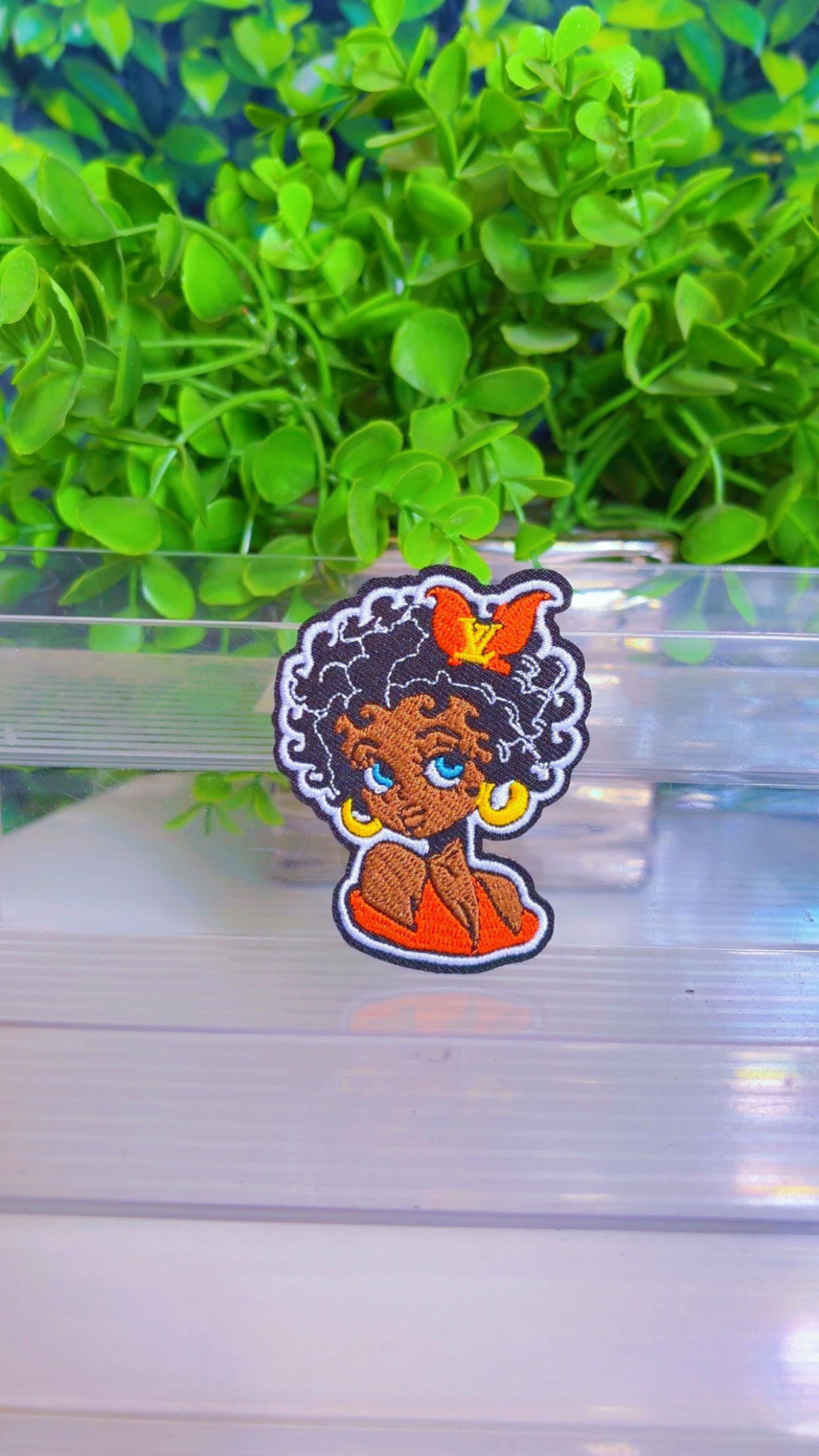Orange girl iron on patch