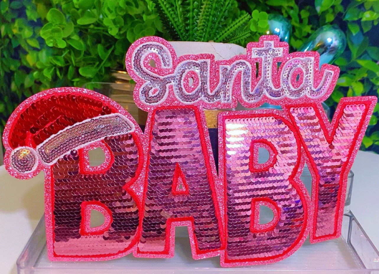 Sequin Santa baby iron on big patch