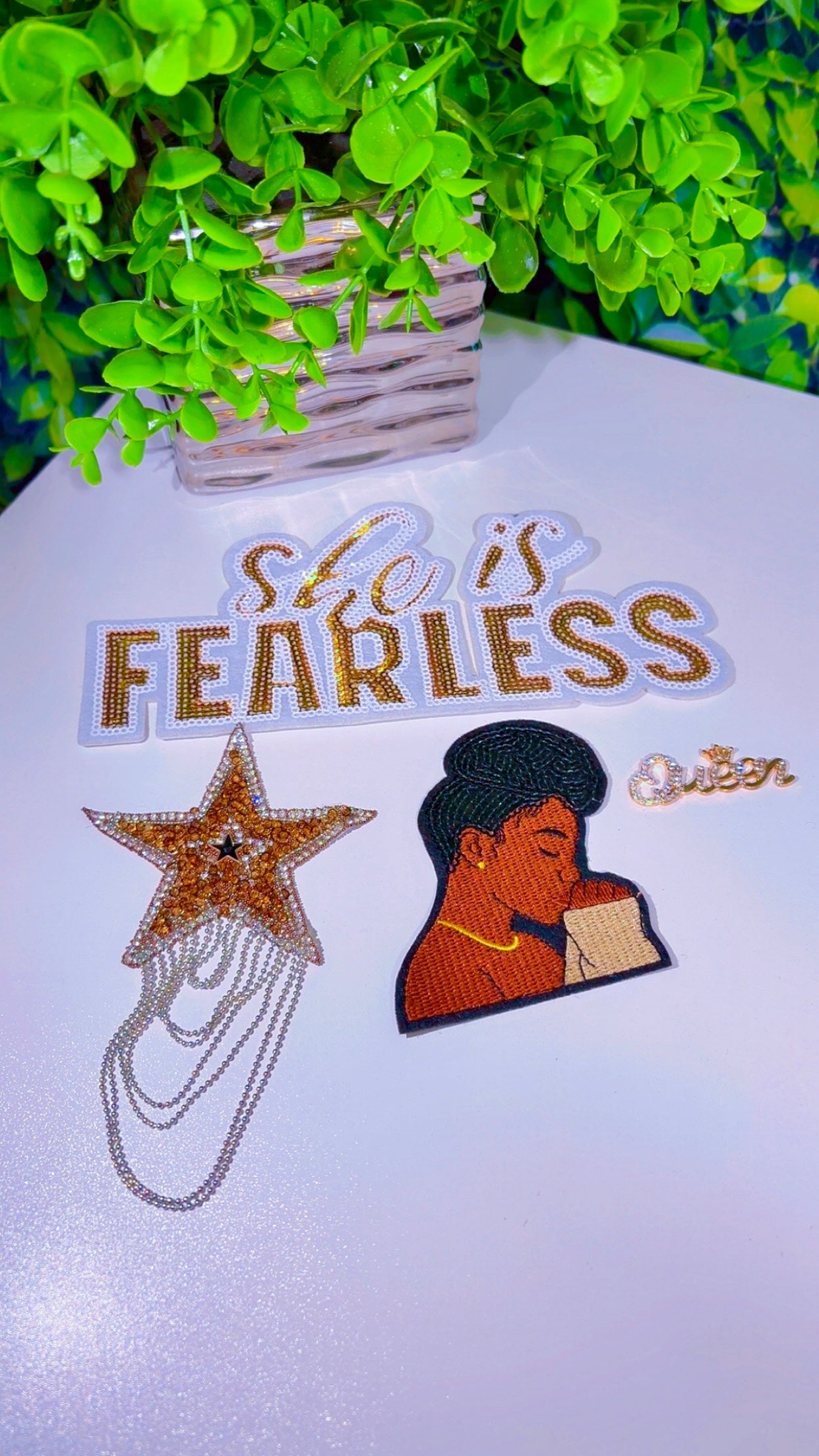 She is fearless iron on patch set