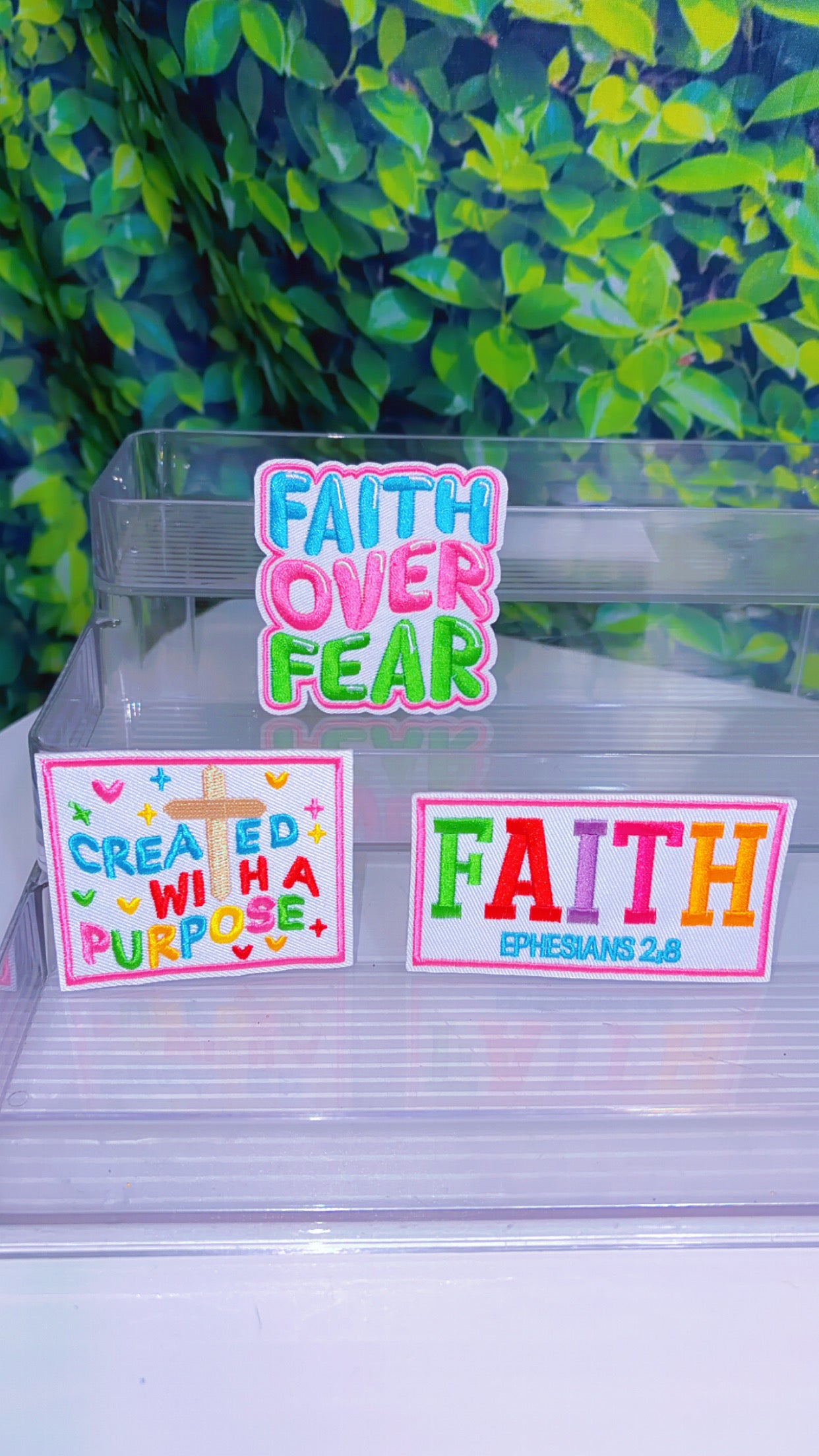 Faith over fear iron on patch set