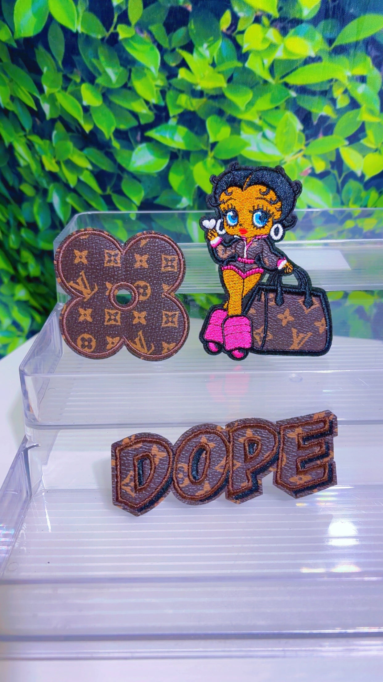 Dope faux leather iron on patch set