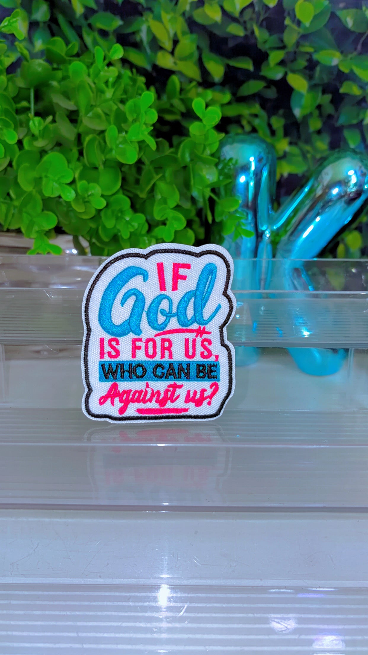 If God is for us who can be against us iron on patch