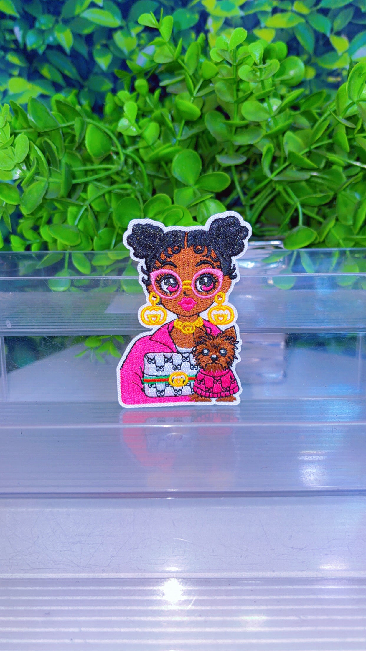 Girl with puppy iron on patch