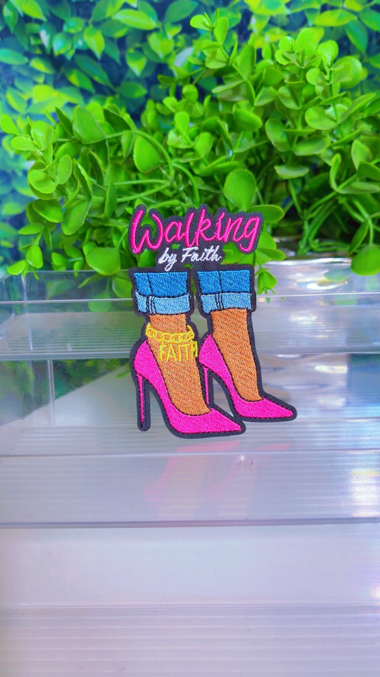 Walking by faith iron on patch