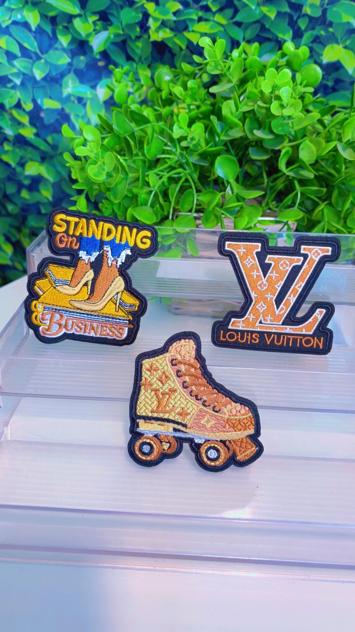Standing on business iron on business iron on patch set