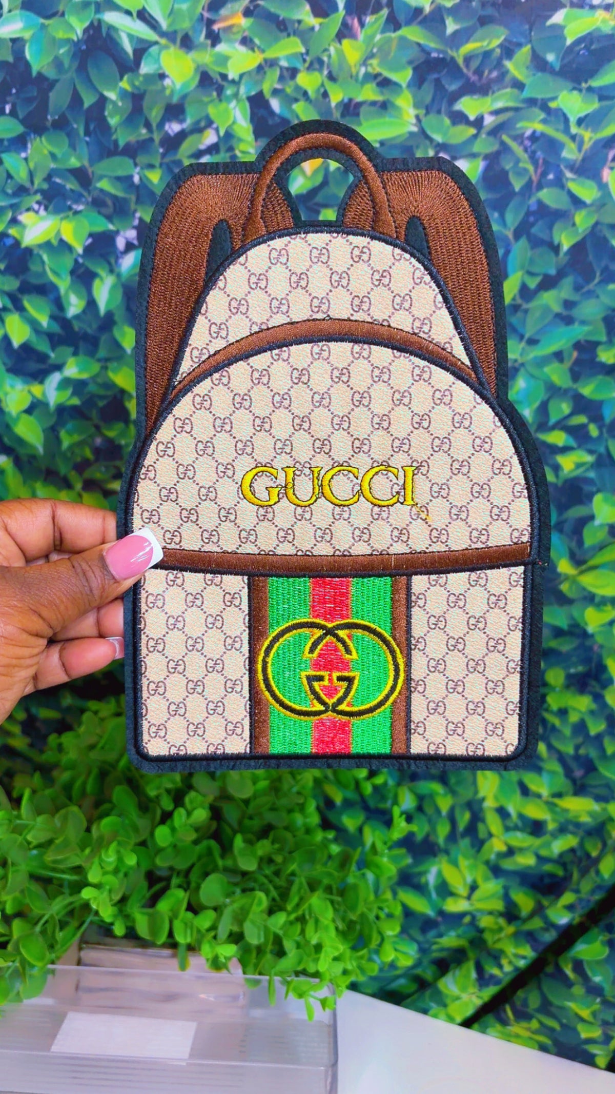 Faux leather big iron on patch