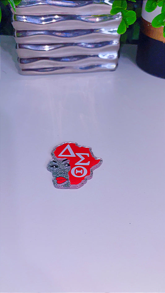 Acrylic charm with safety pin backing