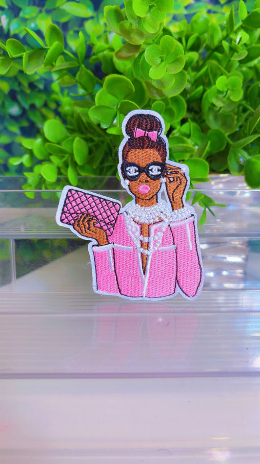 Classy pink lady iron on patch